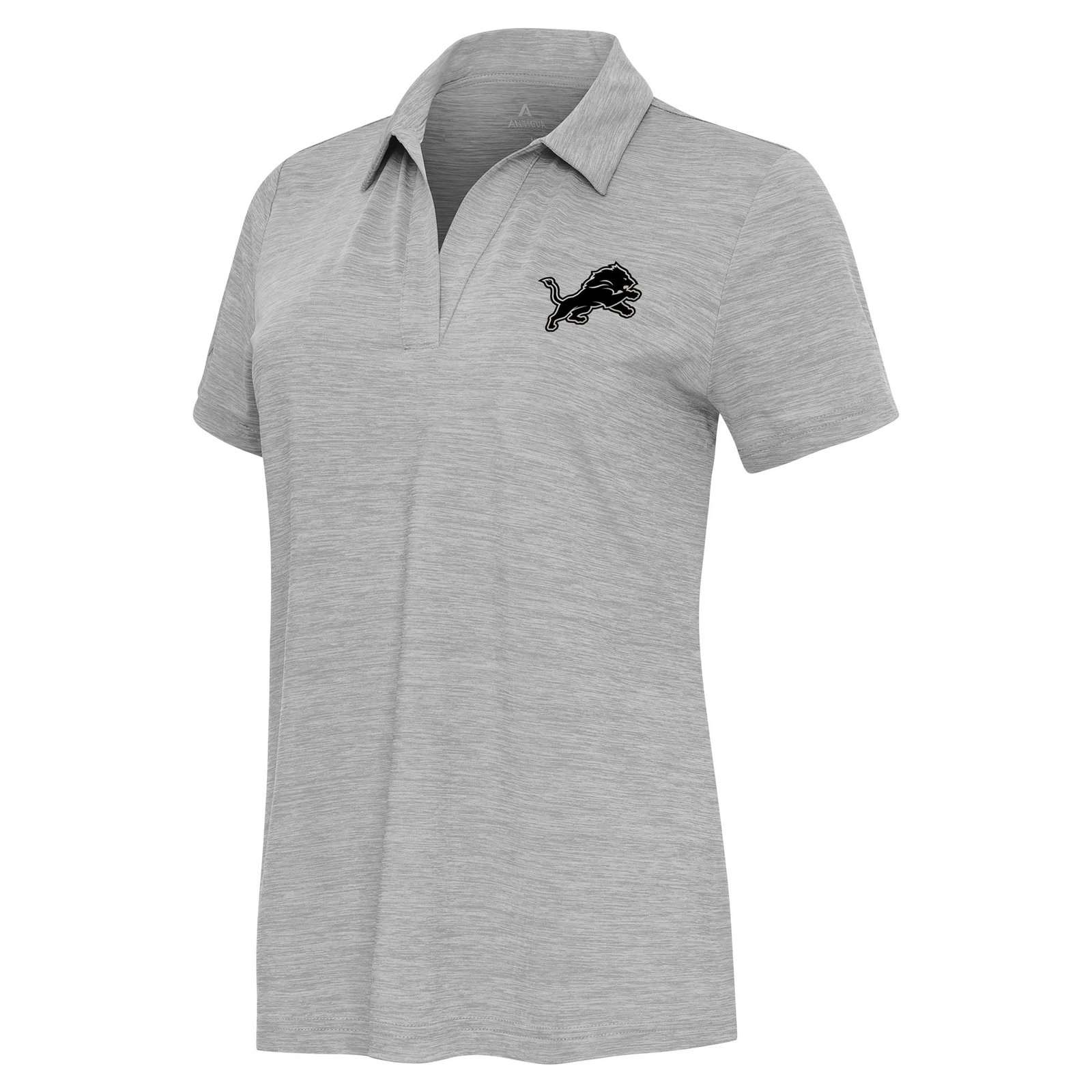 Women’s Antigua Heather Gray Detroit Lions Layout V-Neck Polo