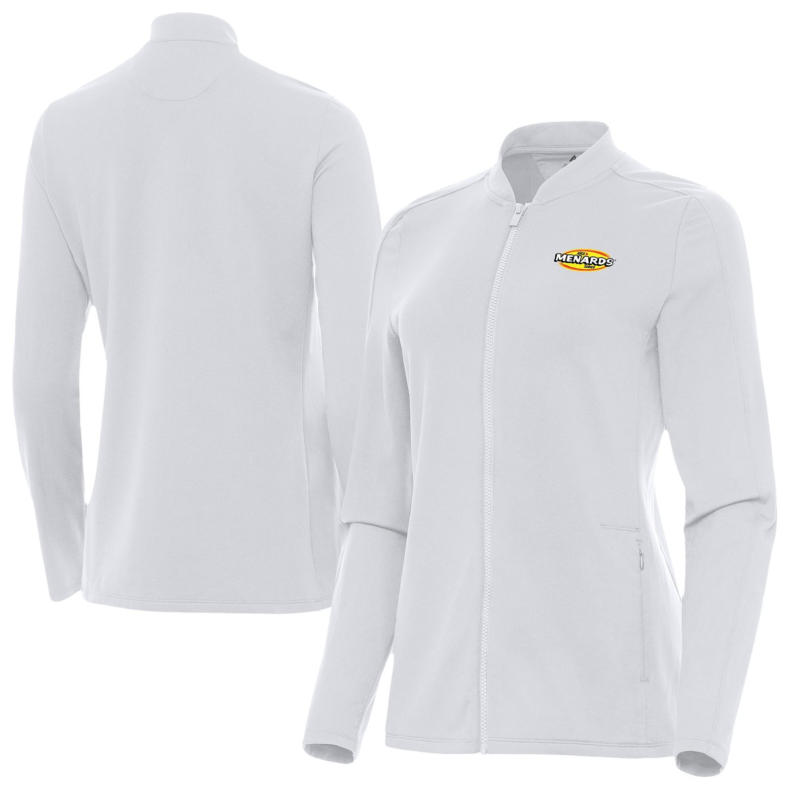 Women’s Antigua White ARCA Menards Series Continual Full-Zip Jacket