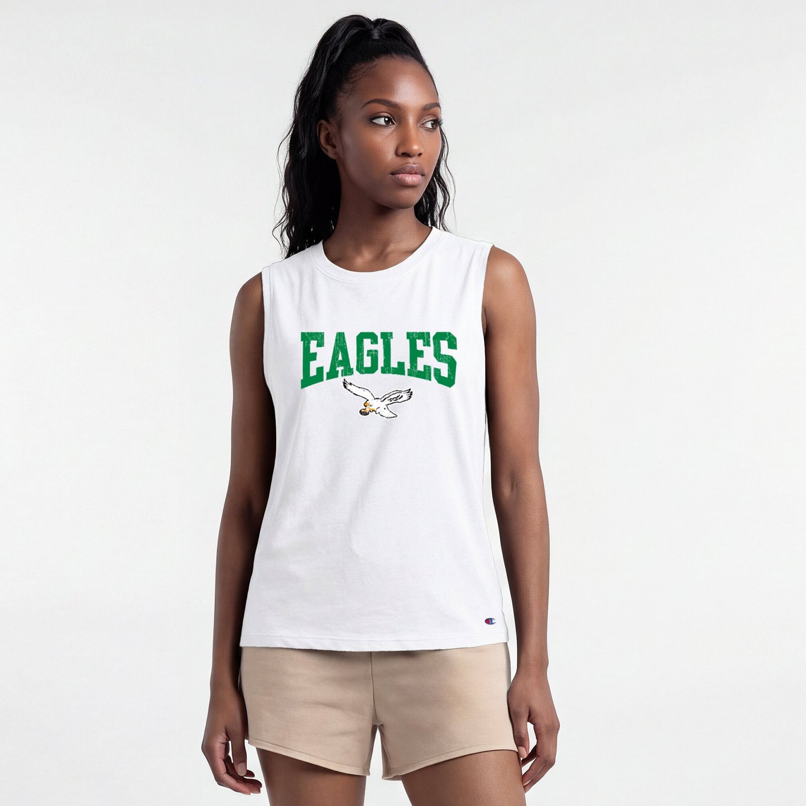 Women’s Champion White Philadelphia Eagles Muscle Tank Top