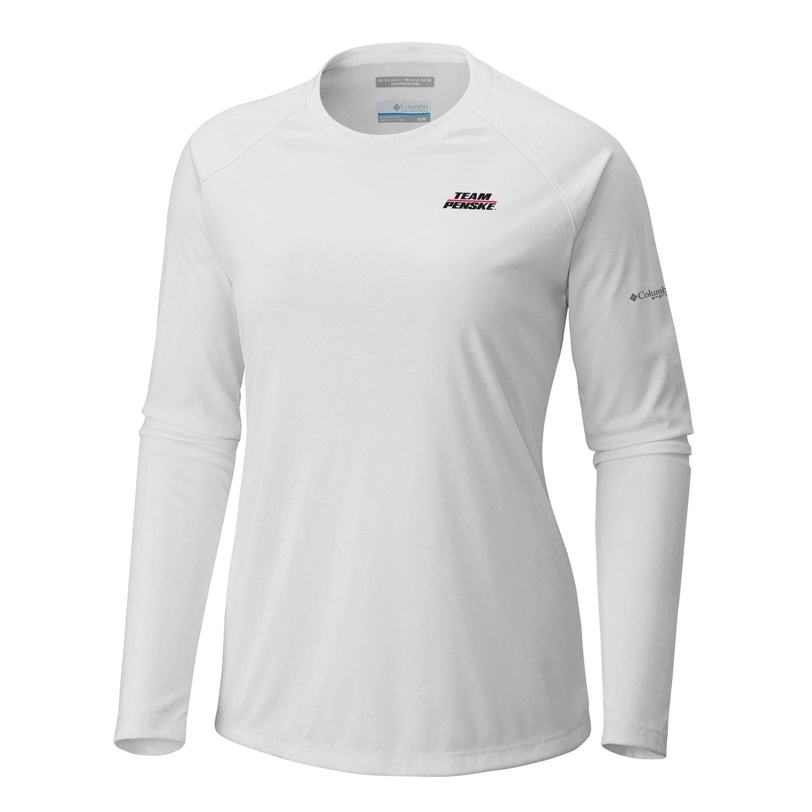 Women’s Columbia White Team Penske Tidal Tee II Omni-Wick Raglan Long Sleeve T-Shirt