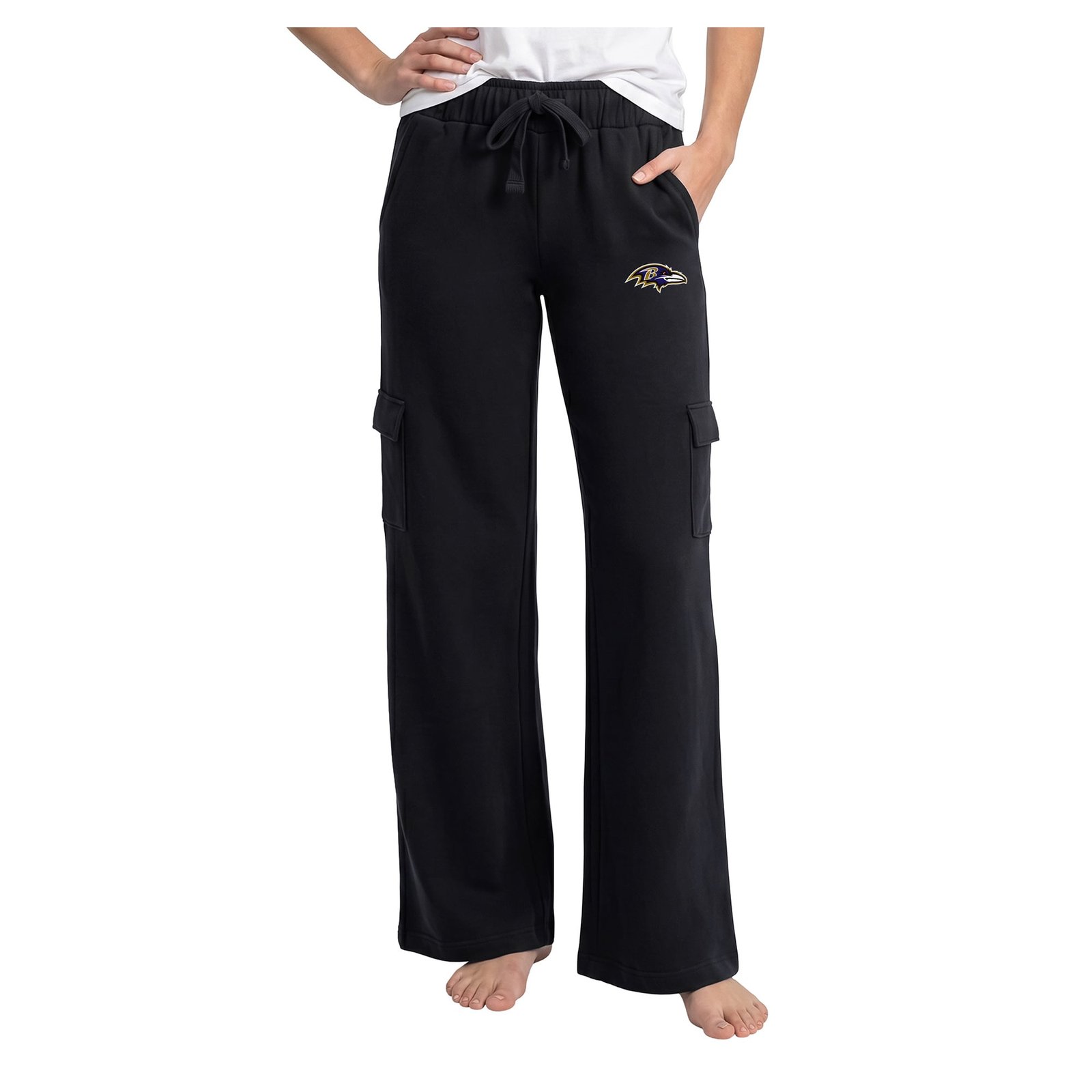 Women’s Concepts Sport Black Baltimore Ravens Truett Wide-Leg Cargo Fleece Pants