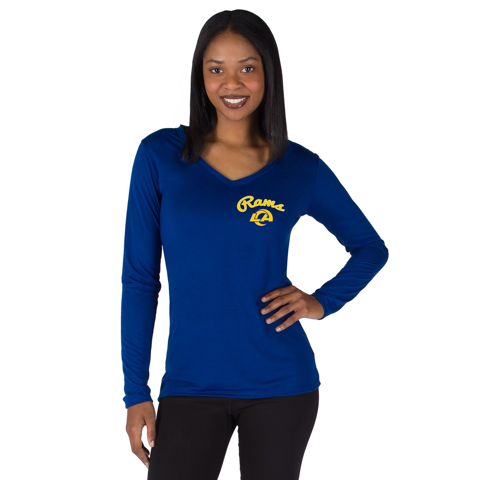 Women’s Concepts Sport Royal Los Angeles Rams Marathon Knit Long Sleeve Lightweight V-Neck Lounge Top