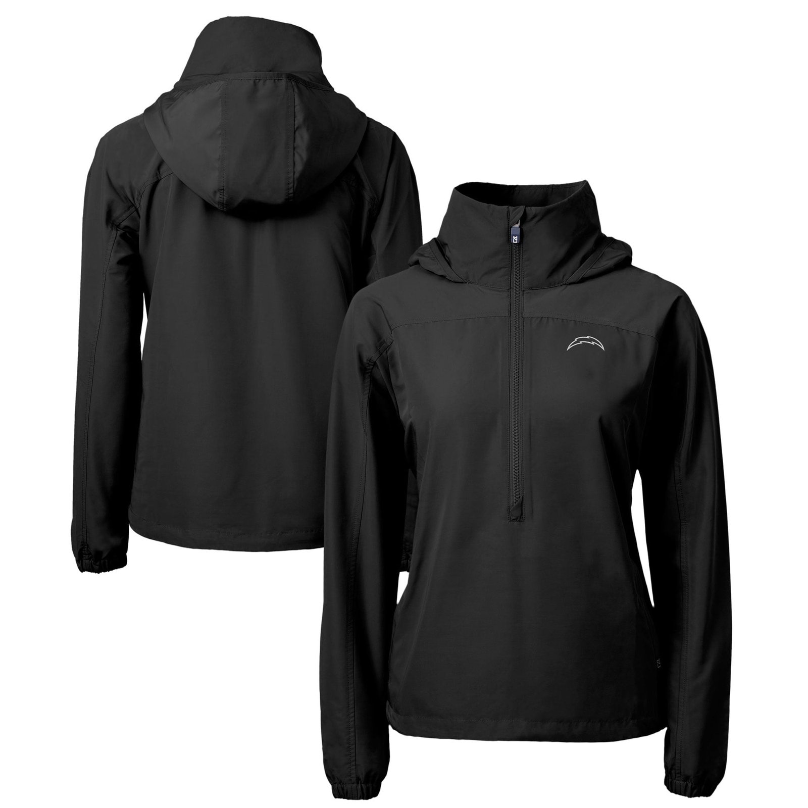 Women’s Cutter & Buck Black Los Angeles Chargers Charter Eco Recycled Half-Zip Hoodie Anorak Jacket