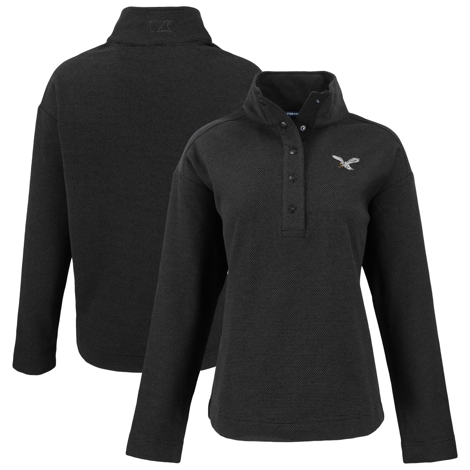 Women’s Cutter & Buck Black Philadelphia Eagles Hunts Point Eco Half-Snap Sweatshirt