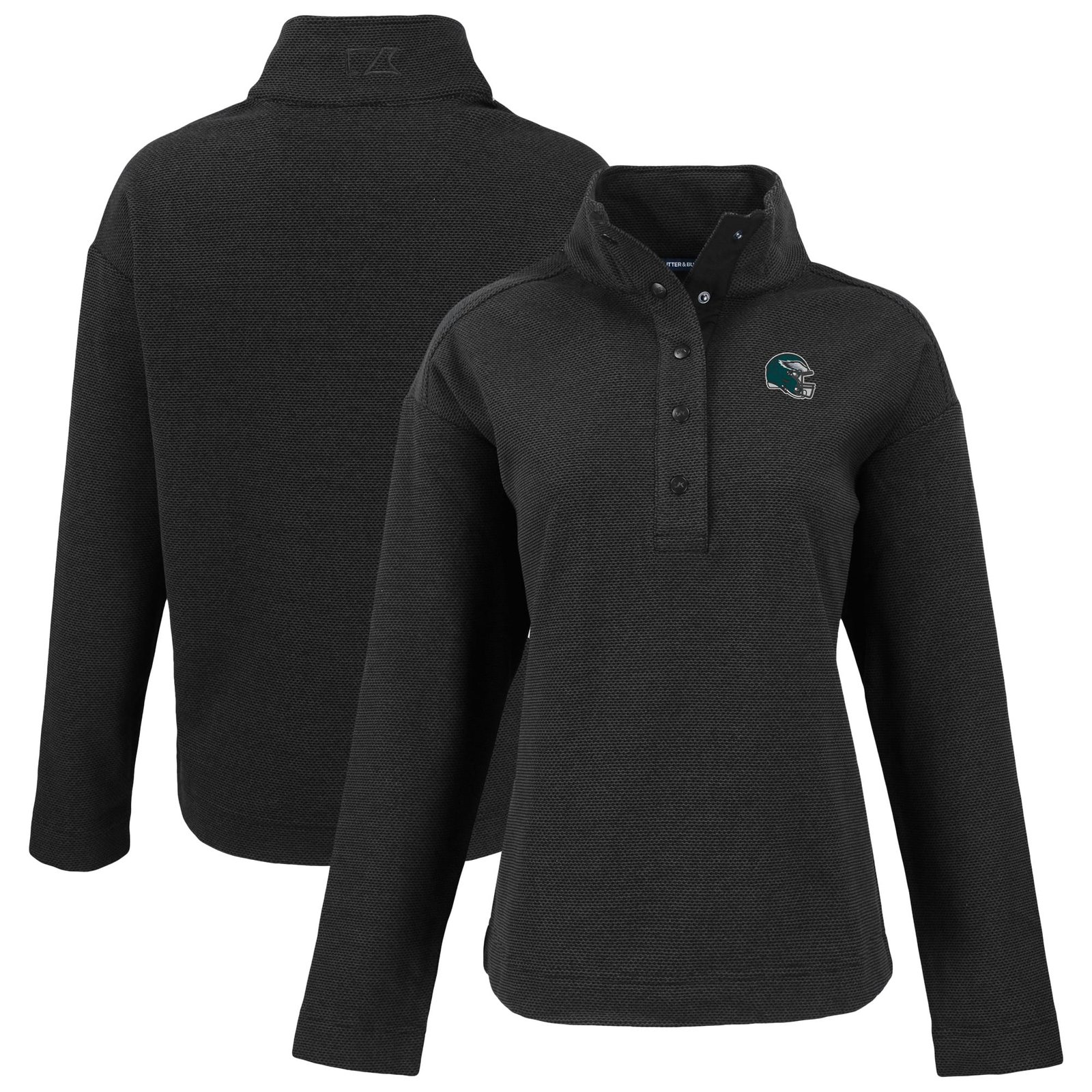 Women’s Cutter & Buck Black Philadelphia Eagles Hunts Point Eco Half-Snap Sweatshirt