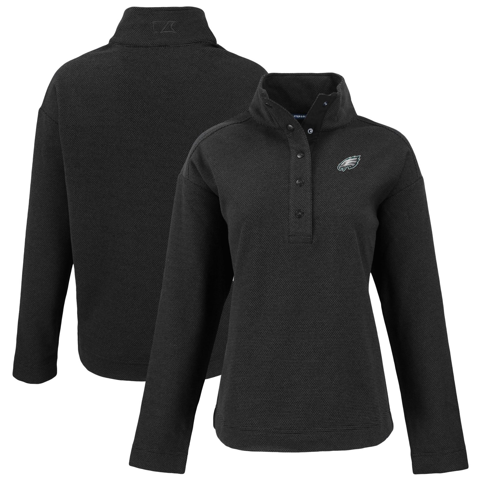 Women’s Cutter & Buck Black Philadelphia Eagles Hunts Point Eco Half-Snap Sweatshirt