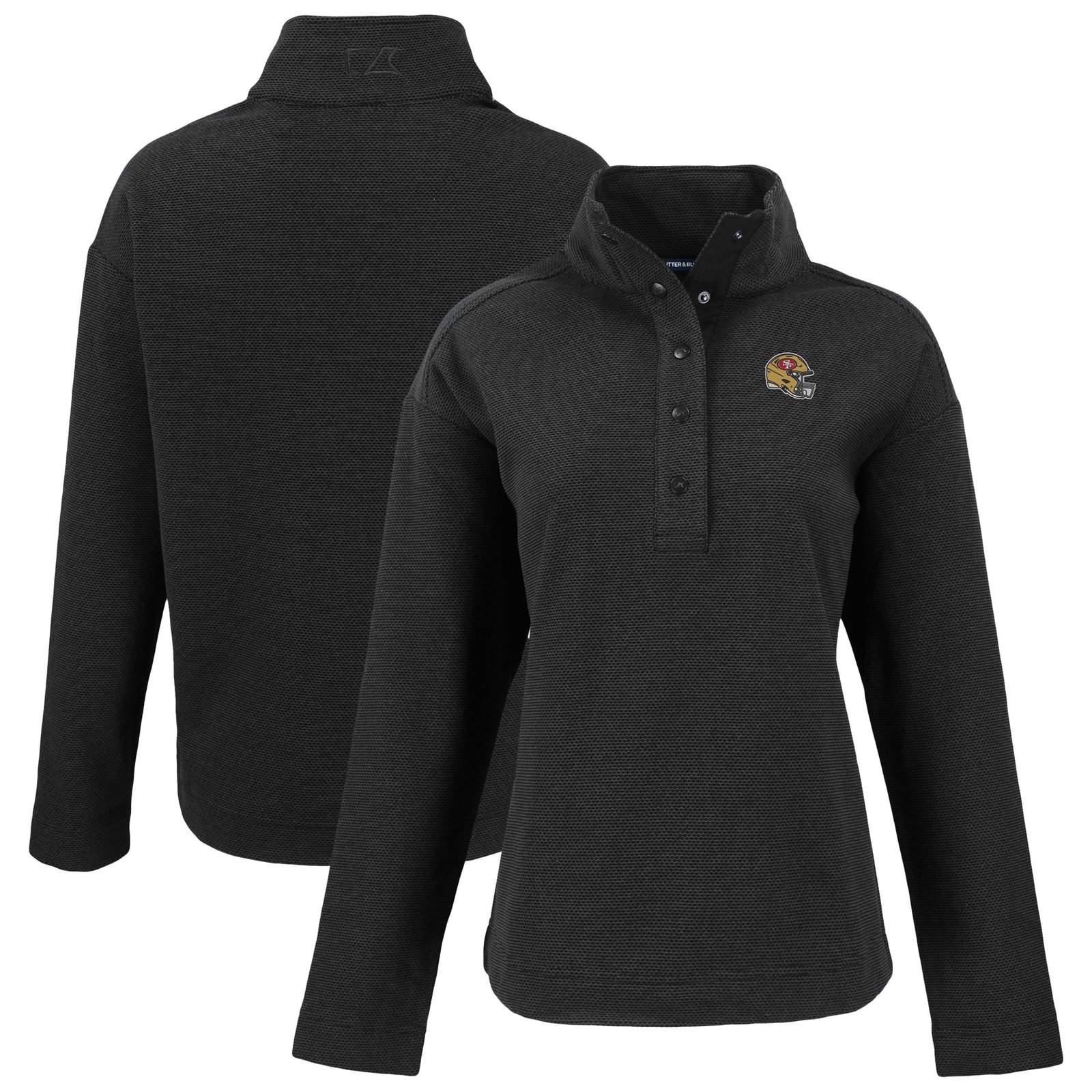 Women’s Cutter & Buck Black San Francisco 49ers Hunts Point Eco Half-Snap Sweatshirt