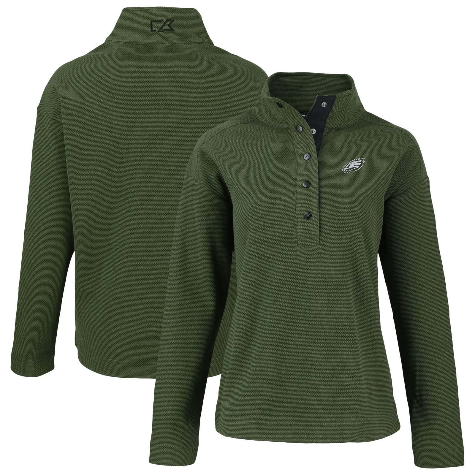Women’s Cutter & Buck Green Philadelphia Eagles Hunts Point Eco Half-Snap Sweatshirt
