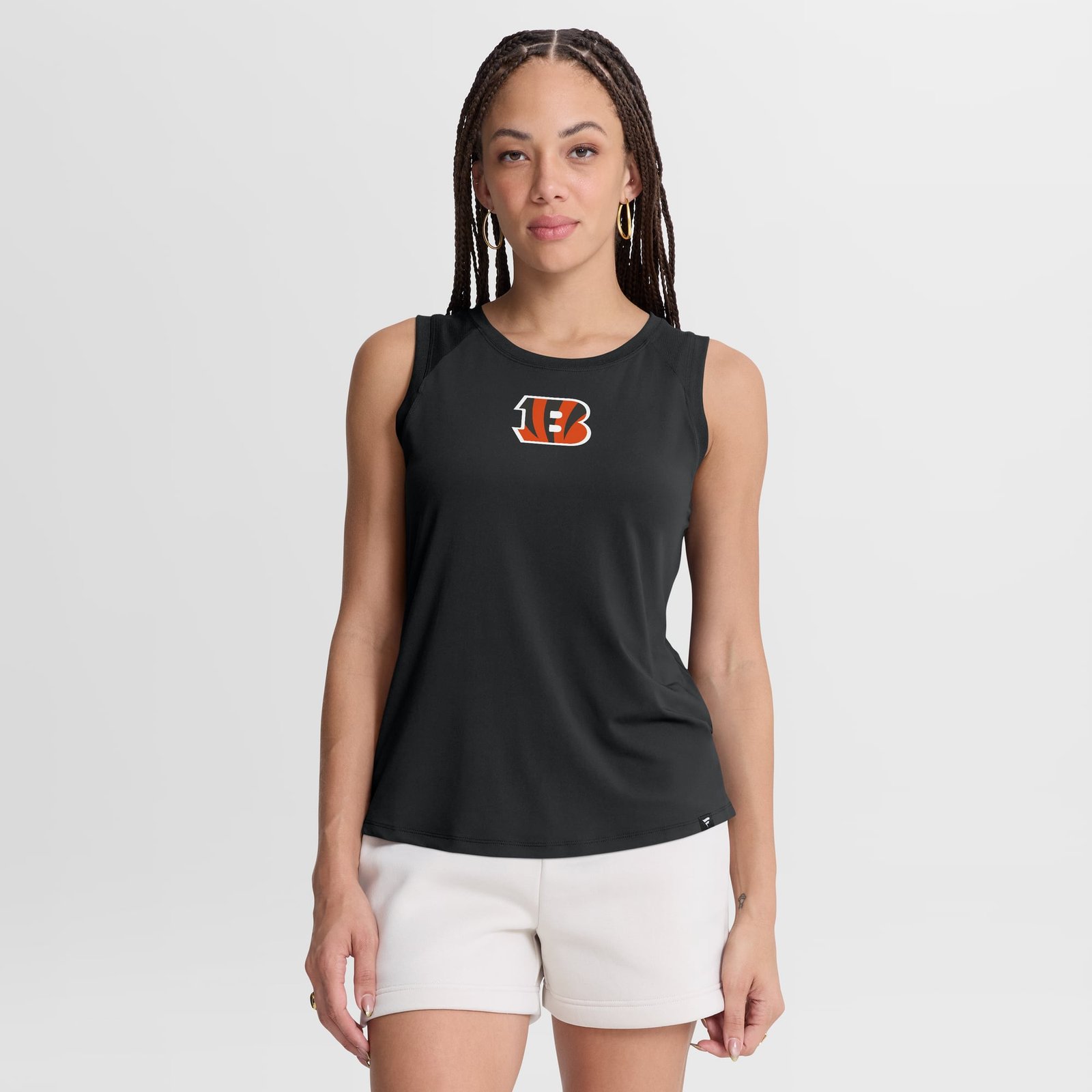 Women’s Fanatics Black Cincinnati Bengals Draped Mesh Back Performance Tank Top