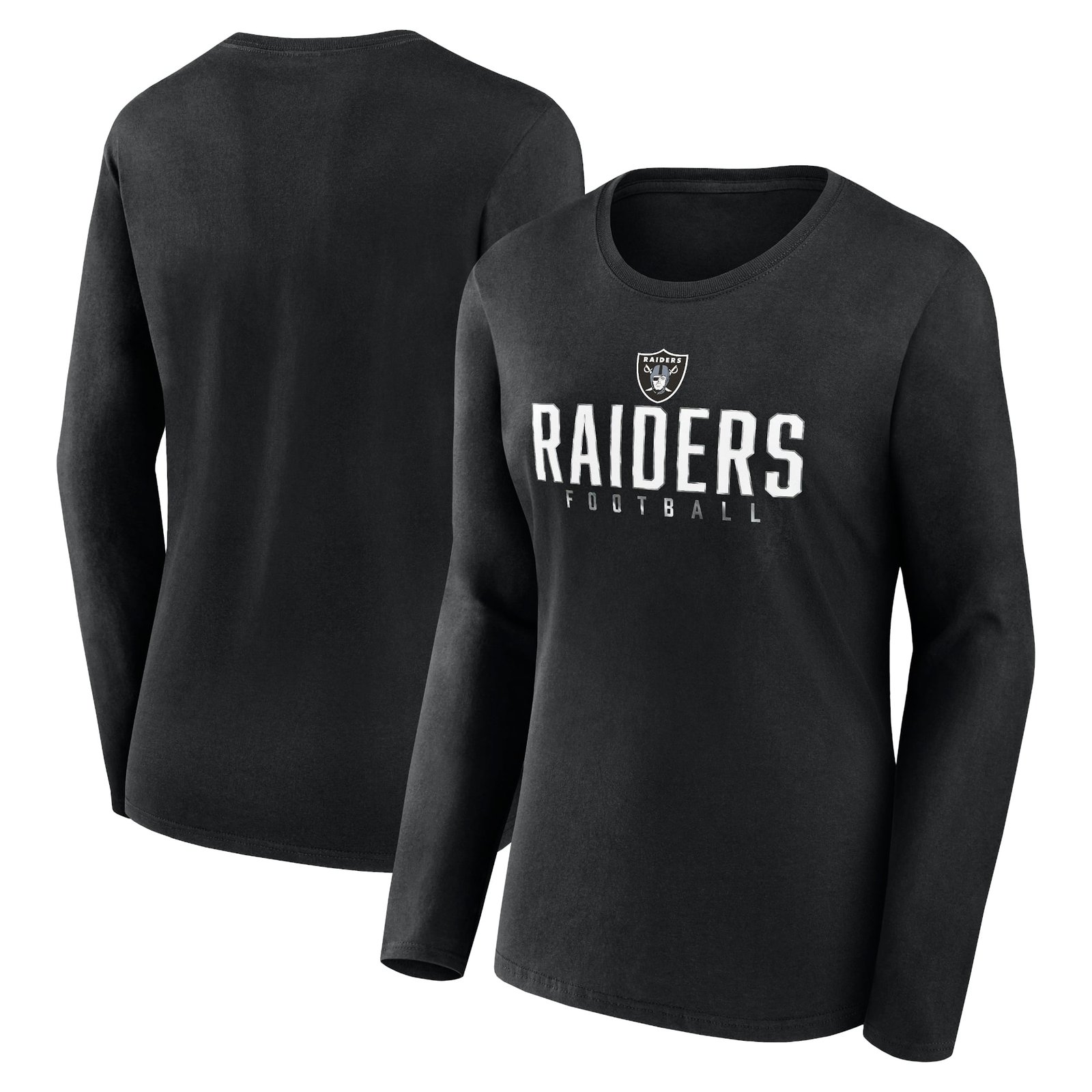 Women’s Fanatics Black Las Vegas Raiders Plus Size Foiled Play Long Sleeve T-Shirt
