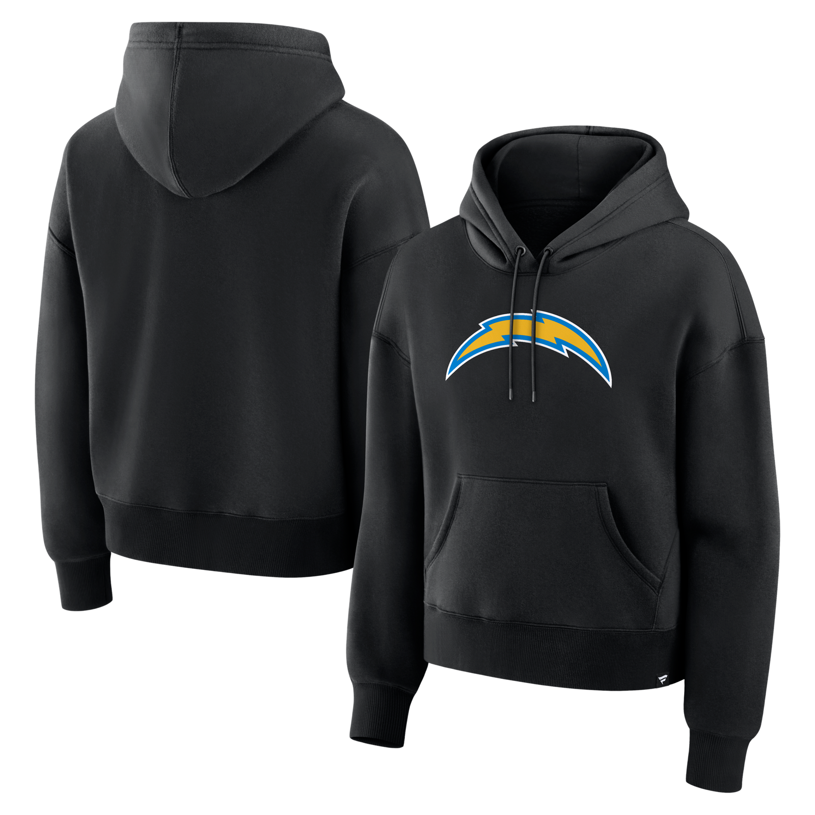 Women’s Fanatics Black Los Angeles Chargers Relaxed High Hip Essential Legacy Hoodie