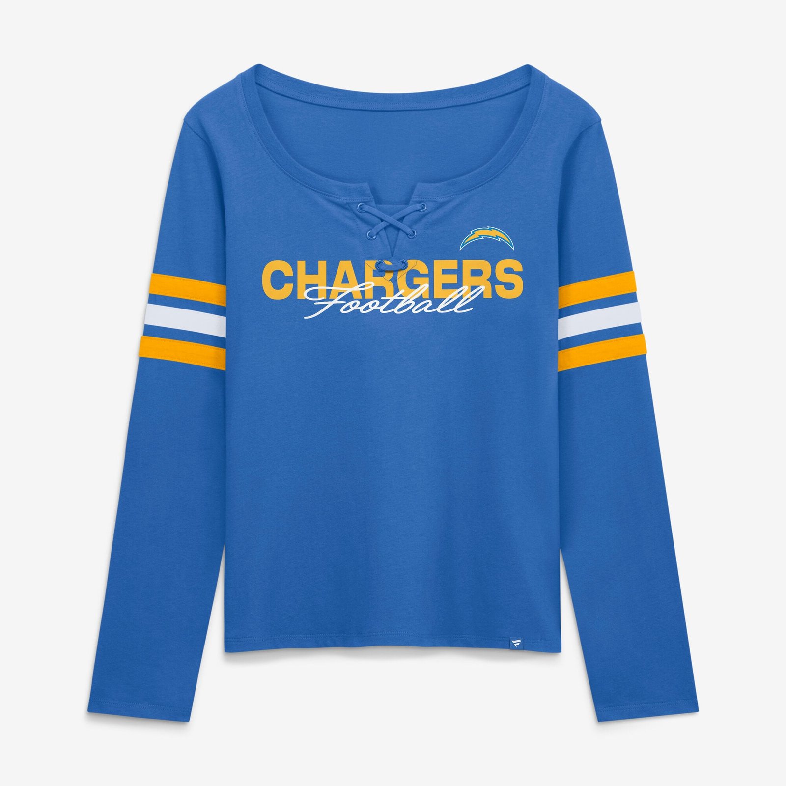 Women’s Fanatics Blue Los Angeles Chargers Team First Coverage Scheme Lace-Up Long Sleeve T-Shirt