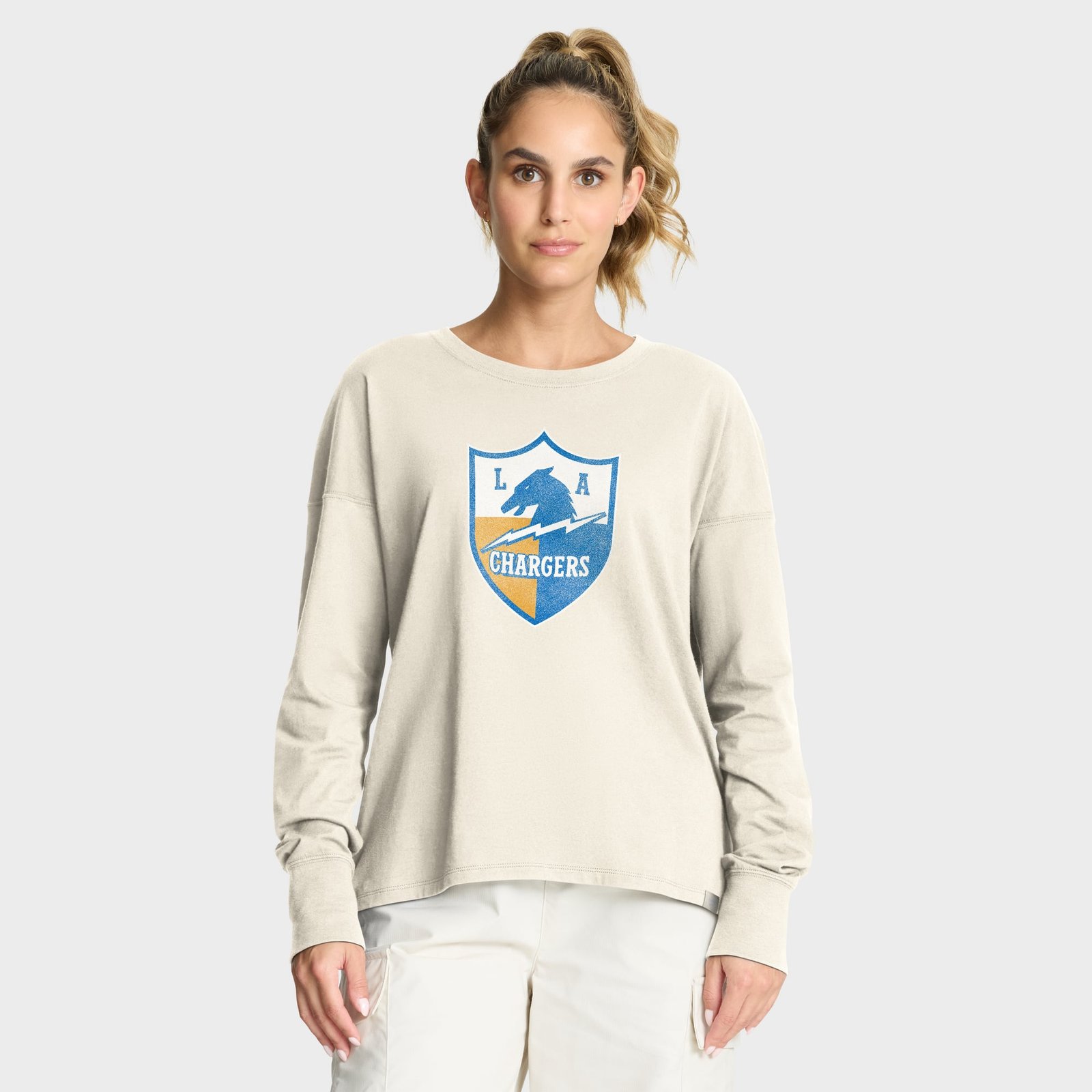 Women’s Fanatics Cream Los Angeles Chargers Dove Legacy Long Sleeve T-Shirt