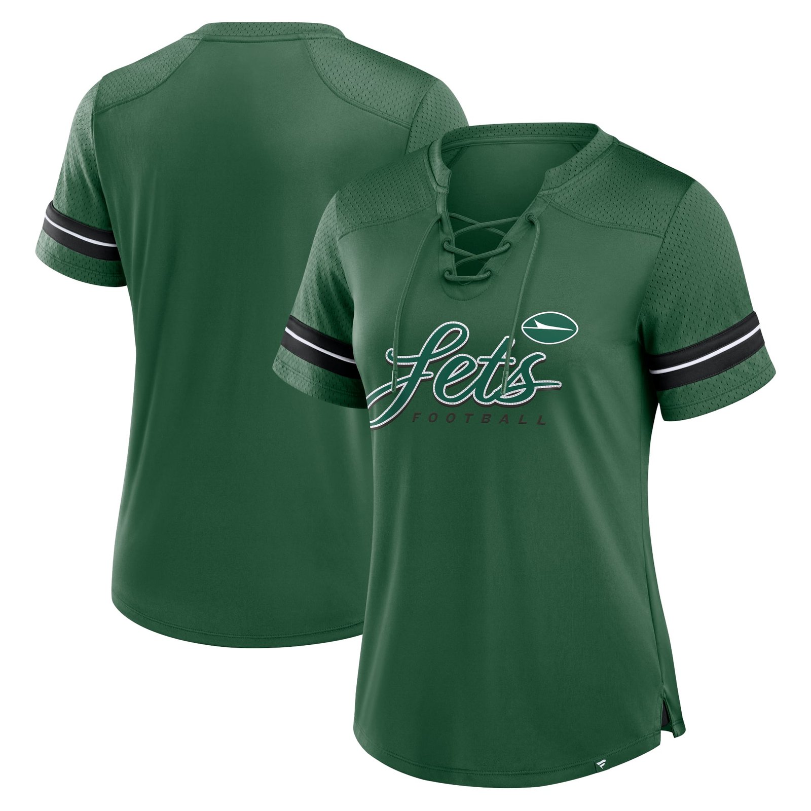 Women’s Fanatics Green New York Jets Play Script Lace-Up T-Shirt