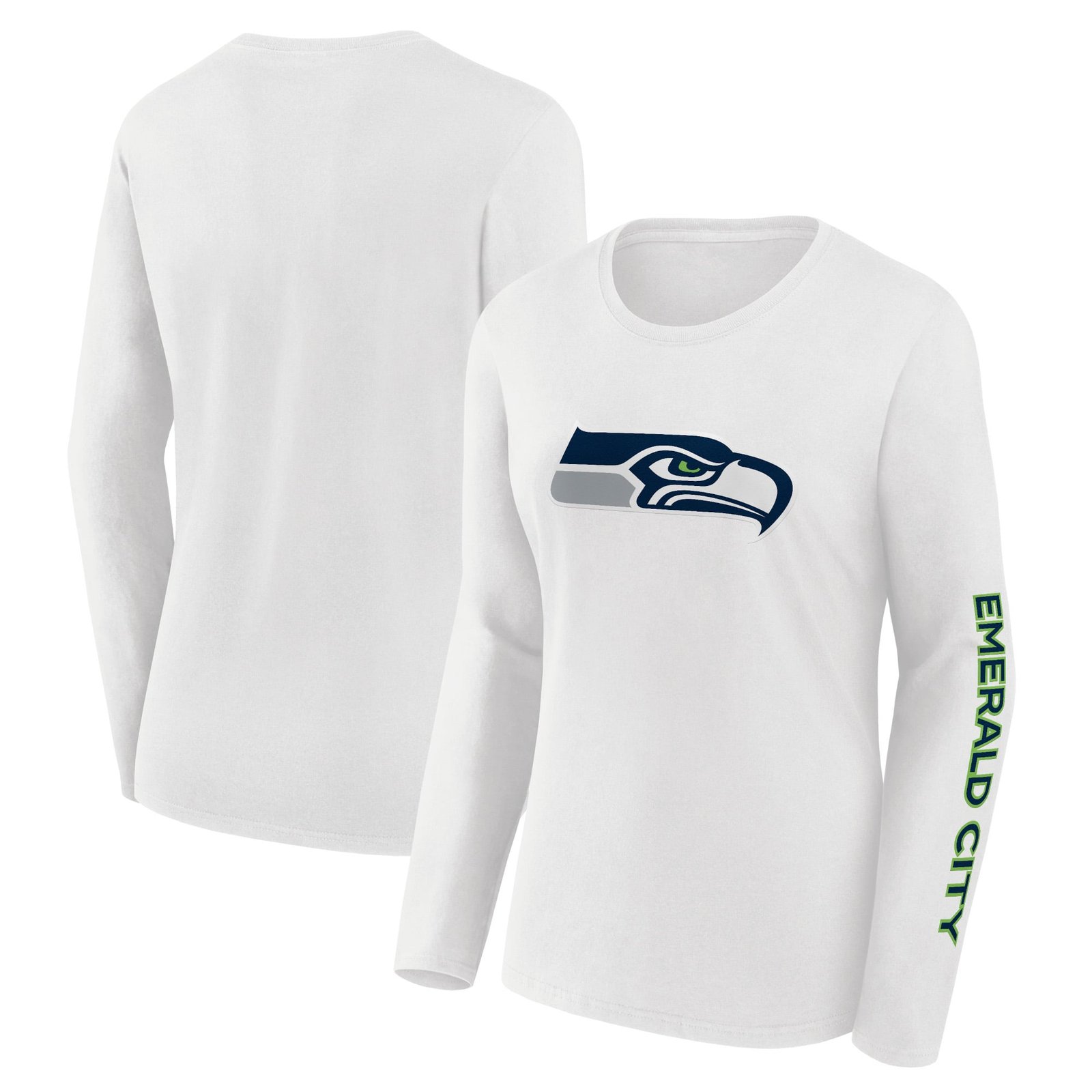 Women’s Fanatics White Seattle Seahawks Component Lightweight Cotton Long Sleeve T-Shirt