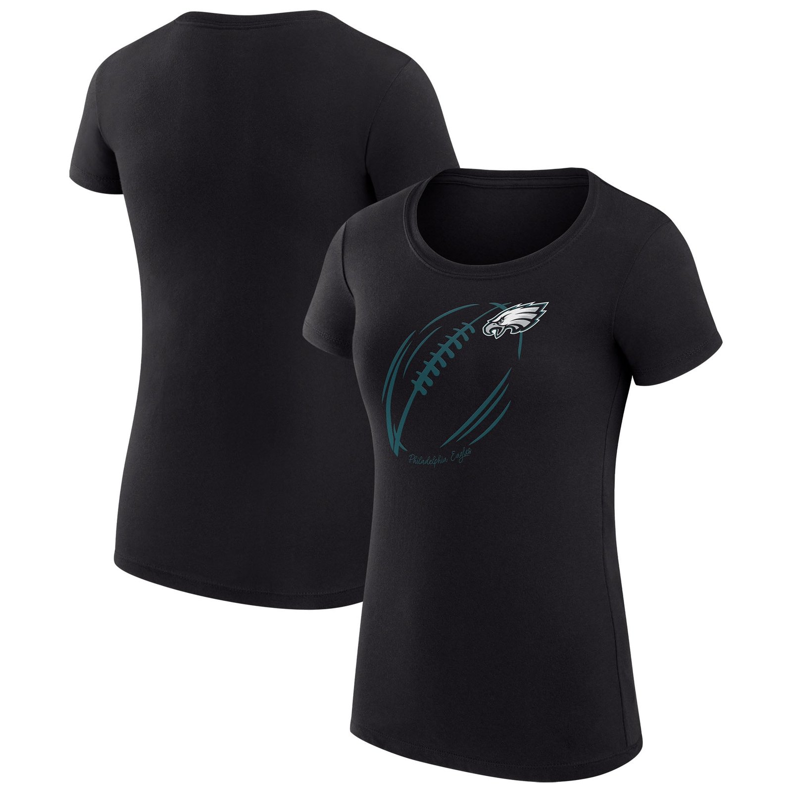 Women’s G-III 4Her by Carl Banks Black Philadelphia Eagles Super-Slim Fit Lightweight Subtle Football T-Shirt