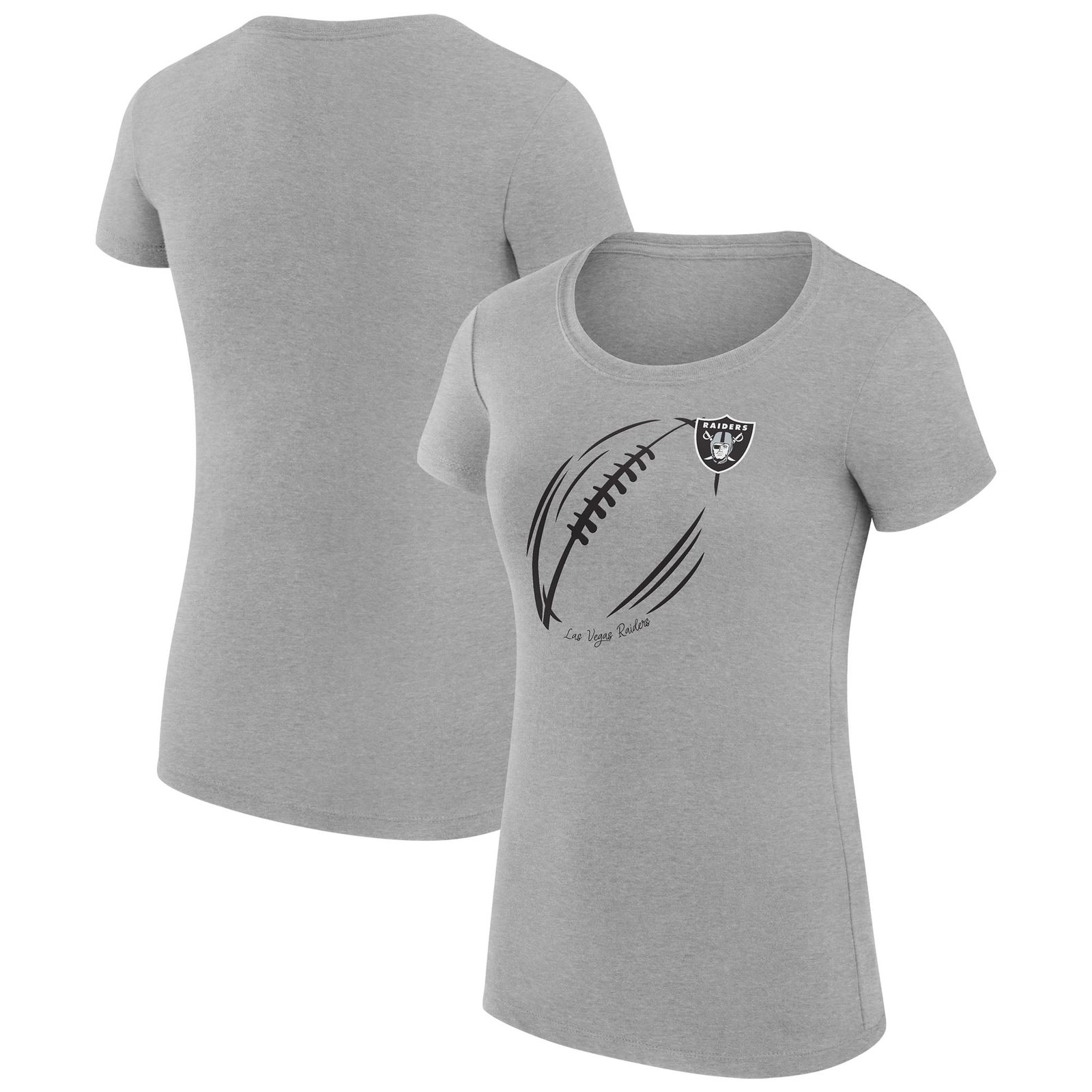 Women’s G-III 4Her by Carl Banks Heather Gray Las Vegas Raiders Super-Slim Fit Lightweight Subtle Football T-Shirt