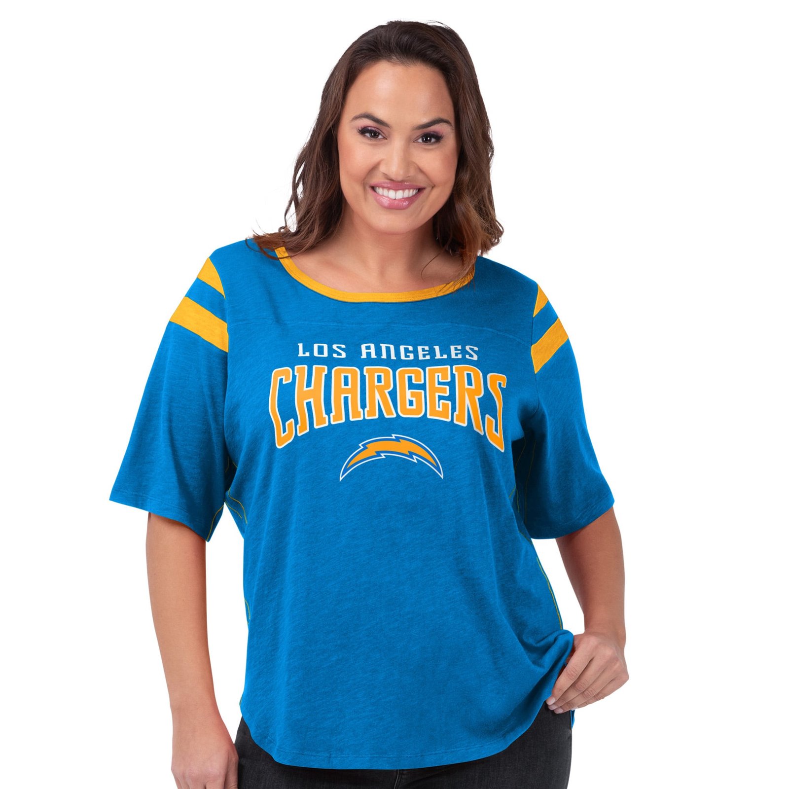 Women’s G-III 4Her by Carl Banks Light Blue Los Angeles Chargers Plus Size Linebacker T-Shirt