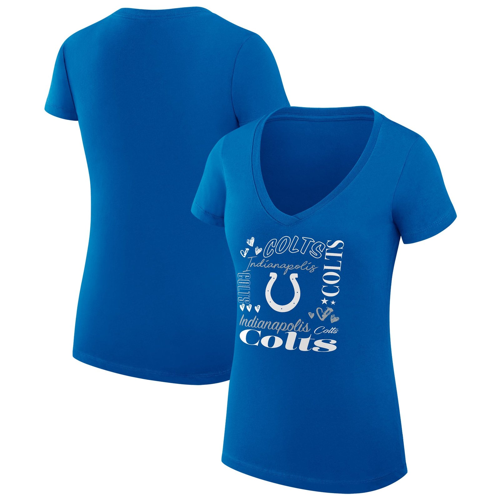 Women’s G-III 4Her by Carl Banks Royal Indianapolis Colts Super-Slim Fit Lightweight Collage Team V-Neck T-Shirt