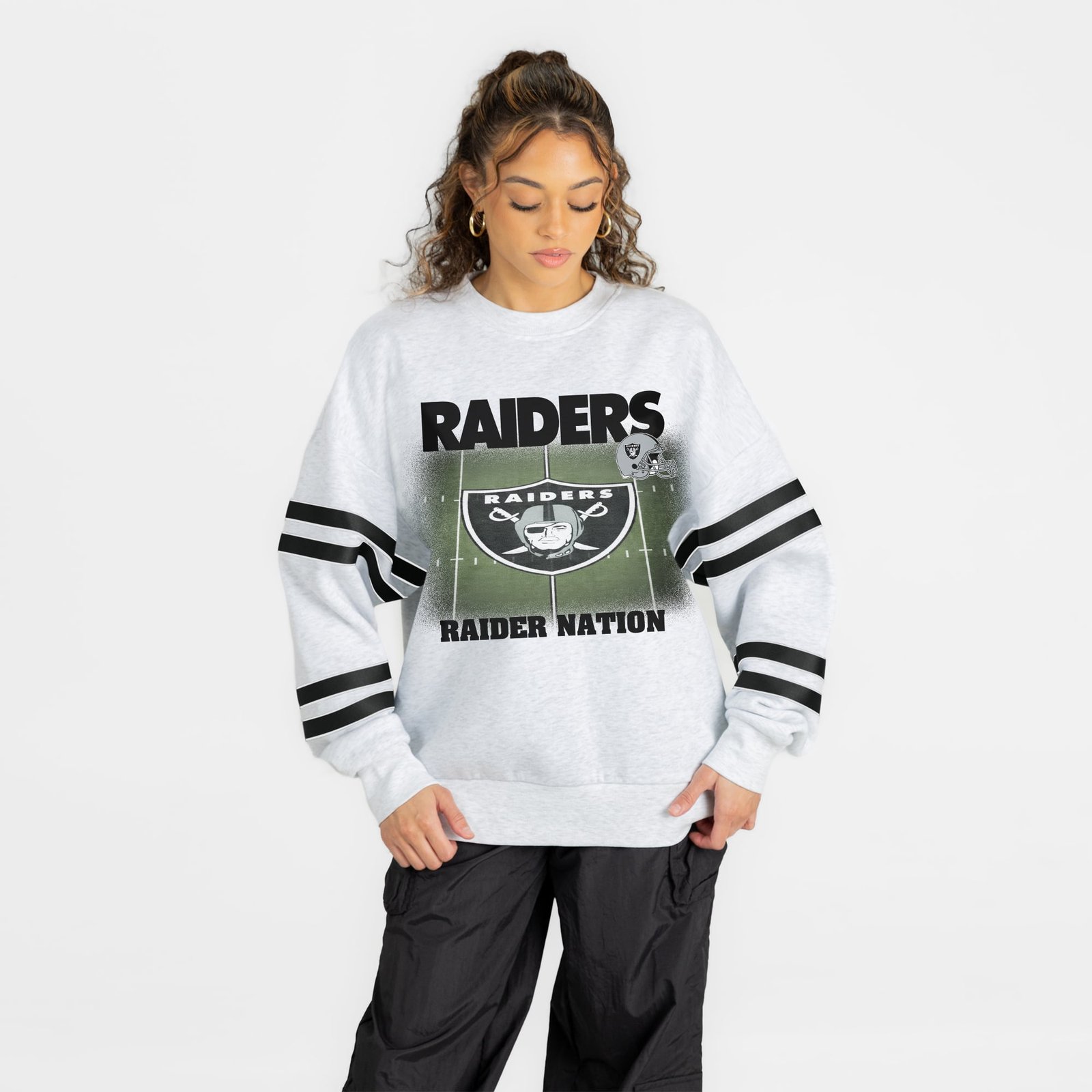 Women’s Gameday Couture Ash Las Vegas Raiders Off the Grid Oversized Fleece Sweatshirt