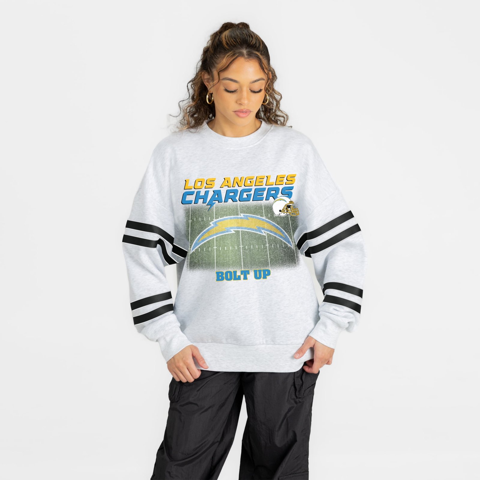 Women’s Gameday Couture Ash Los Angeles Chargers Off the Grid Oversized Fleece Sweatshirt