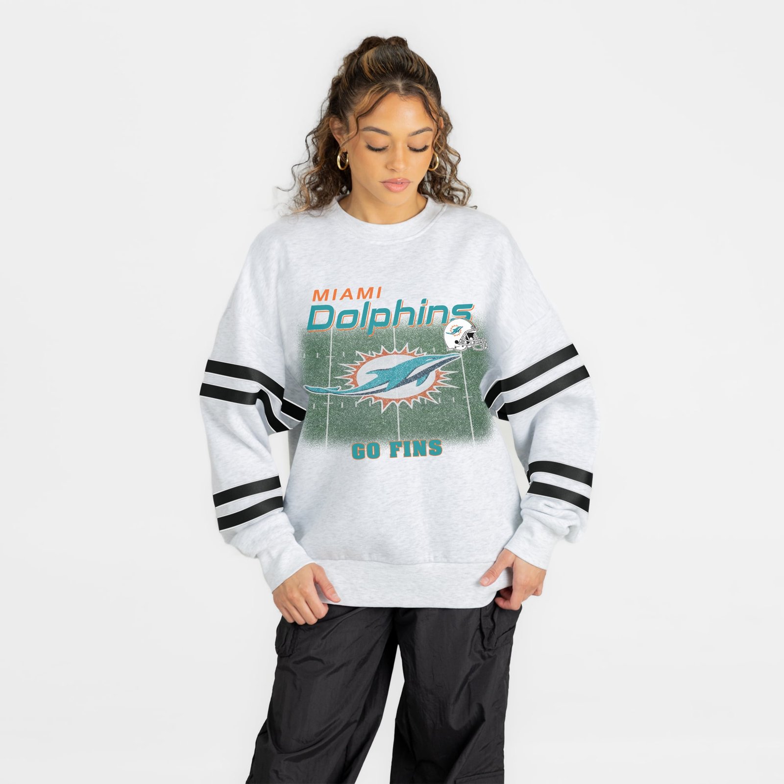 Women’s Gameday Couture Ash Miami Dolphins Off the Grid Oversized Fleece Sweatshirt
