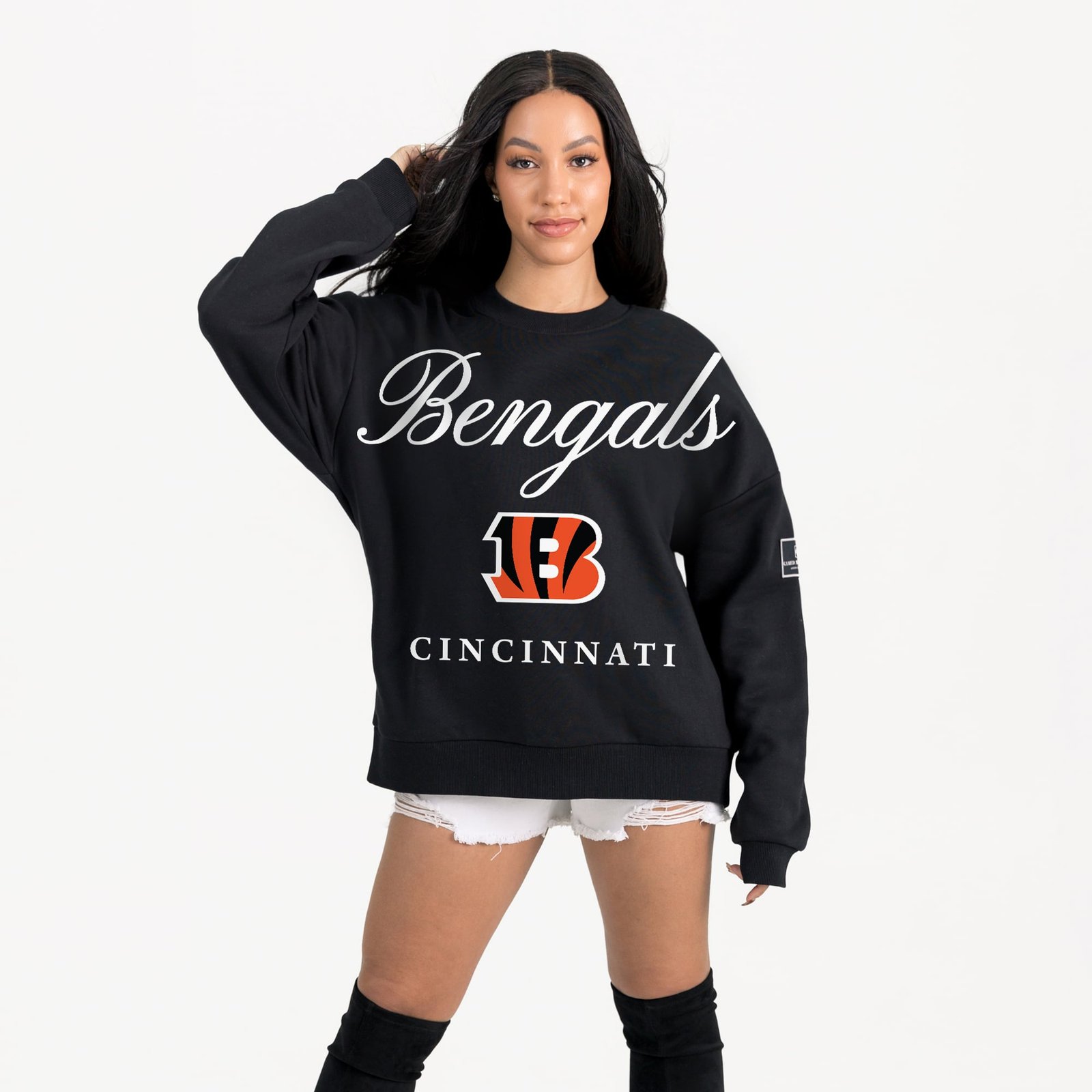 Women’s Gameday Couture Black Cincinnati Bengals Legacy Club Premium Fleece Drop Shoulder Oversized Sweatshirt