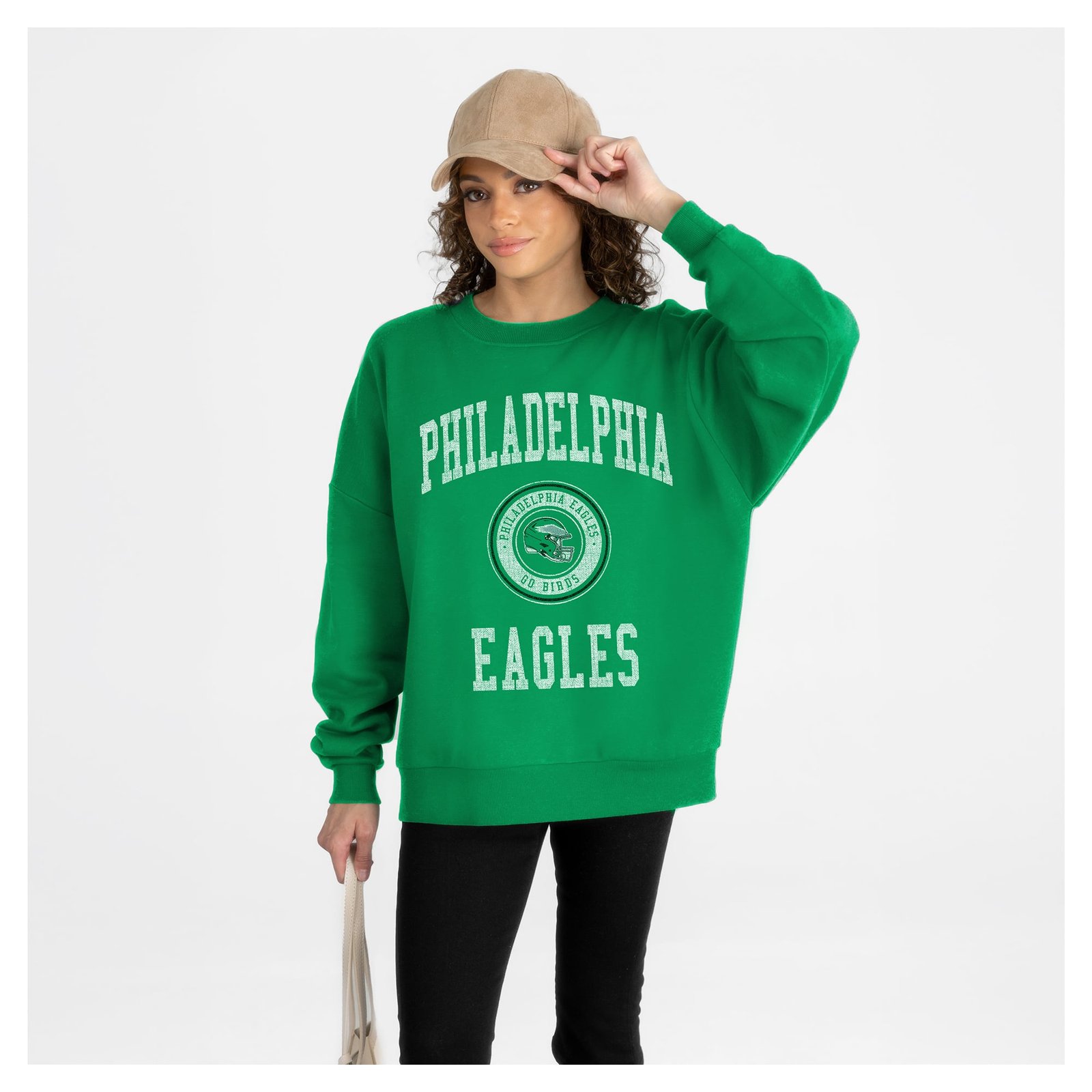 Women’s Gameday Couture Kelly Green Philadelphia Eagles Prime Play Oversized Premium Drop Shoulder Sweatshirt