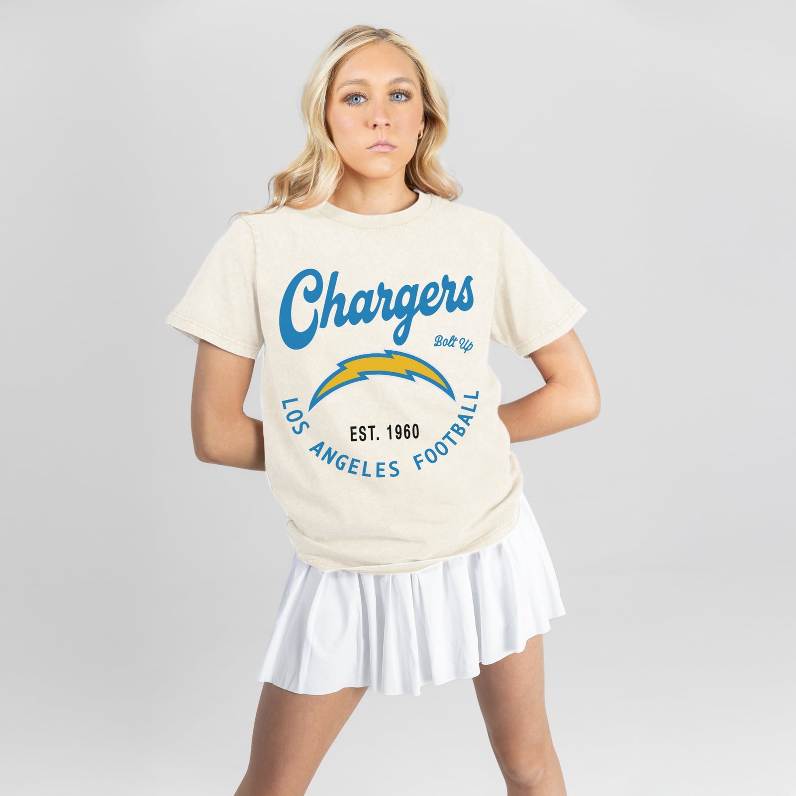 Women’s Gameday Couture Natural Los Angeles Chargers You Know Our Name T-Shirt