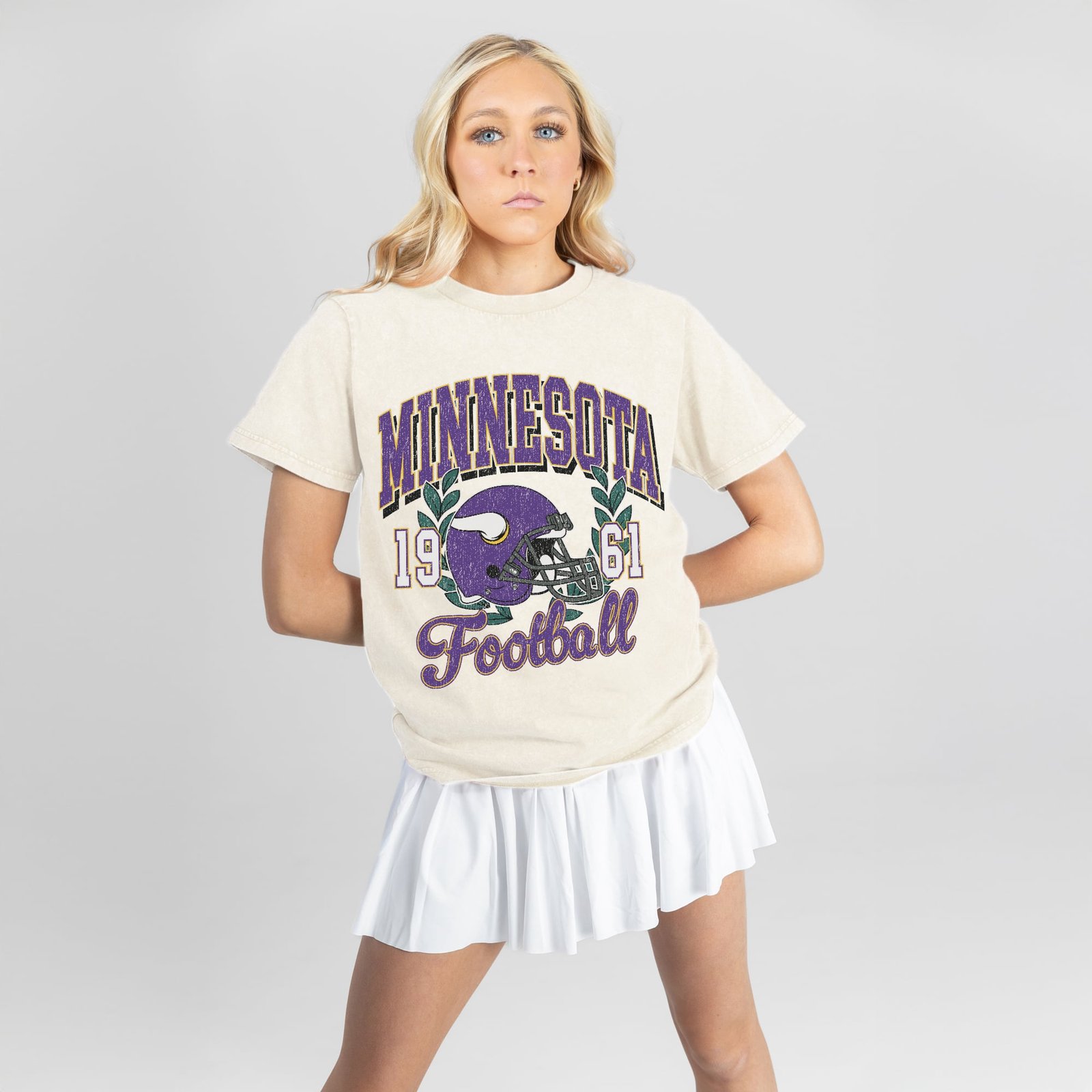 Women’s Gameday Couture Natural Minnesota Vikings Raised on Victory T-Shirt