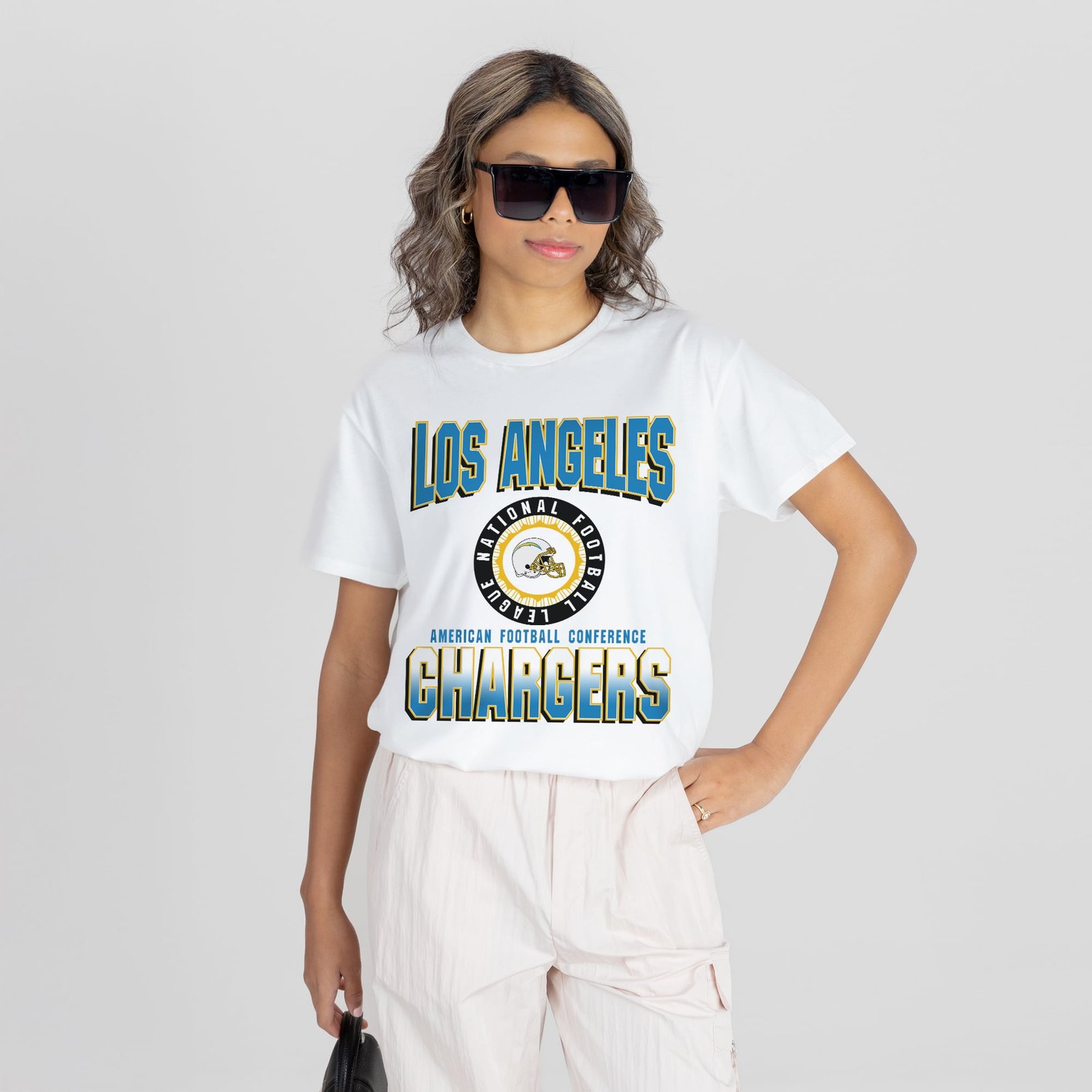Women’s Gameday Couture White Los Angeles Chargers Oversized All-Time Classic Flowy T-Shirt