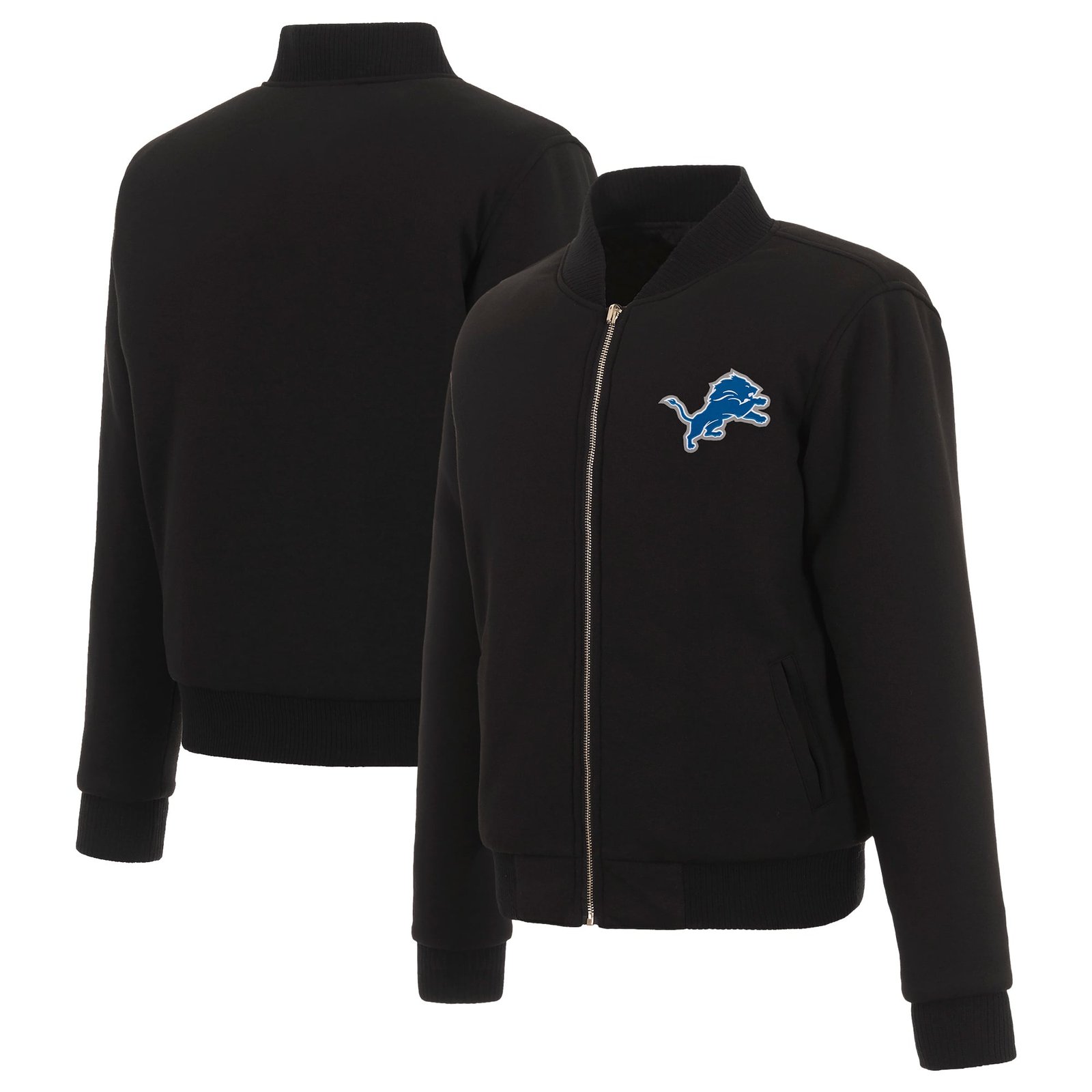 Women’s JH Design Black Detroit Lions Reversible Fleece Full-Zip Jacket