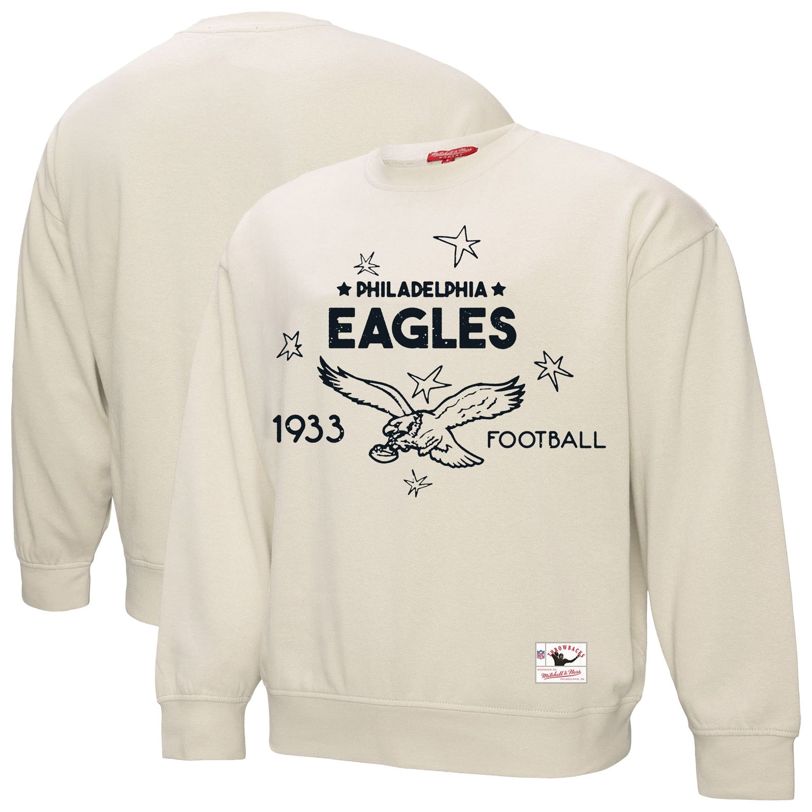 Women’s Mitchell & Ness Cream Philadelphia Eagles Shooting Stars Pullover Sweatshirt