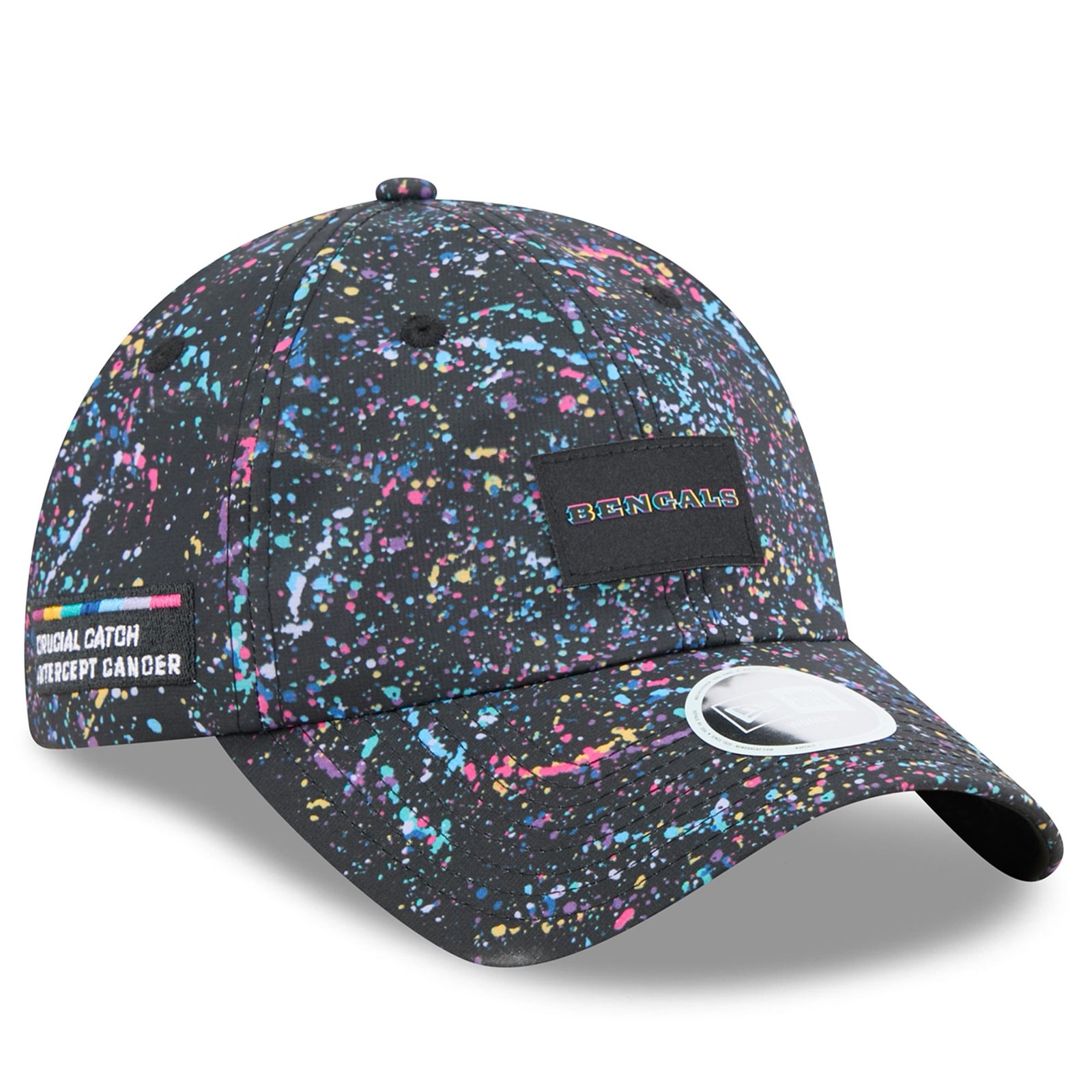 Women’s New Era Black Cincinnati Bengals 2025 NFL Crucial Catch Pony Tail Adjustable Hat