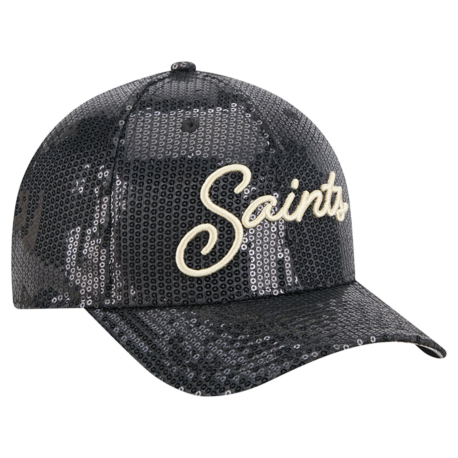 Women’s New Era Black New Orleans Saints Sequin Script 9FORTY Adjustable Hat