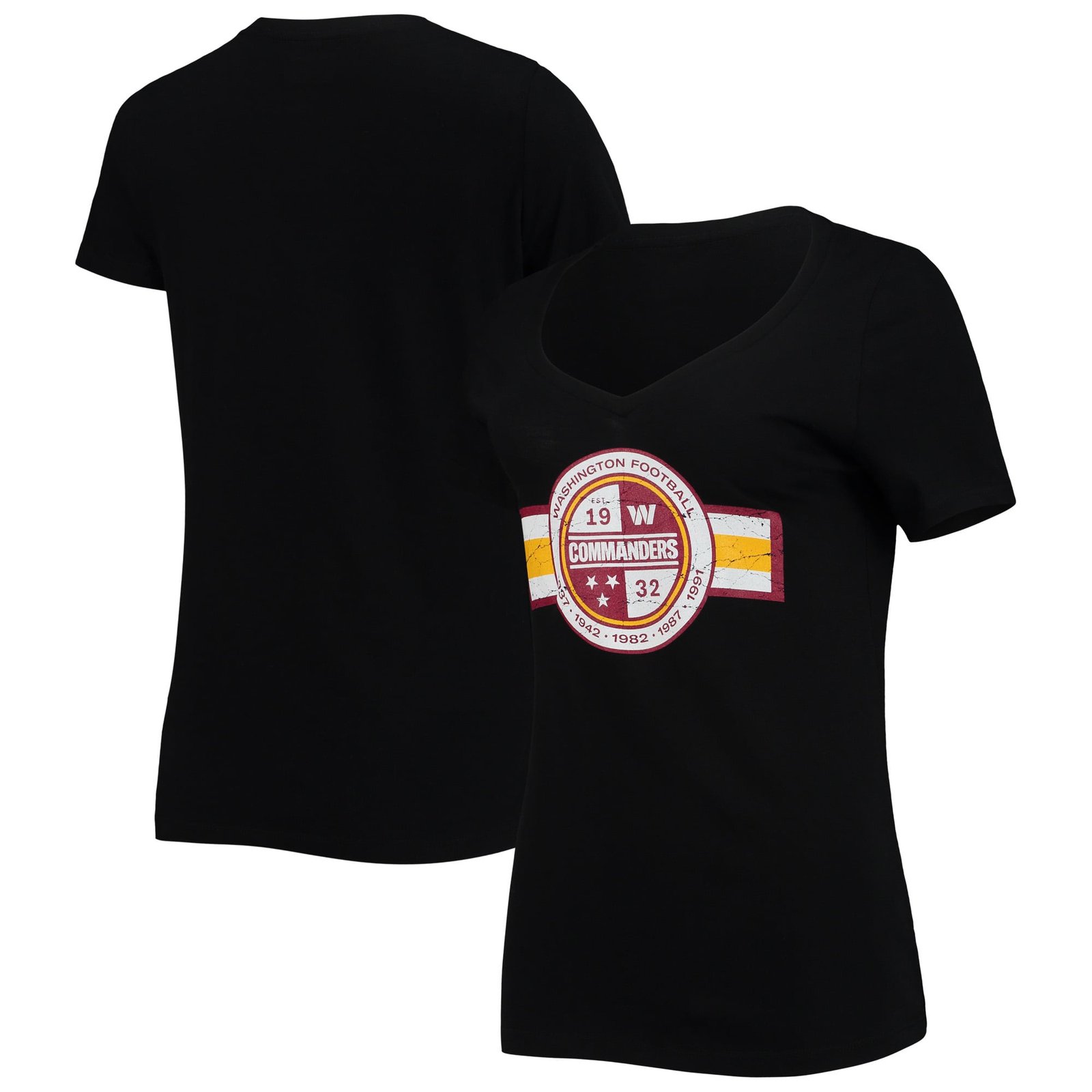 Women’s New Era Black Washington Commanders V-Neck T-Shirt