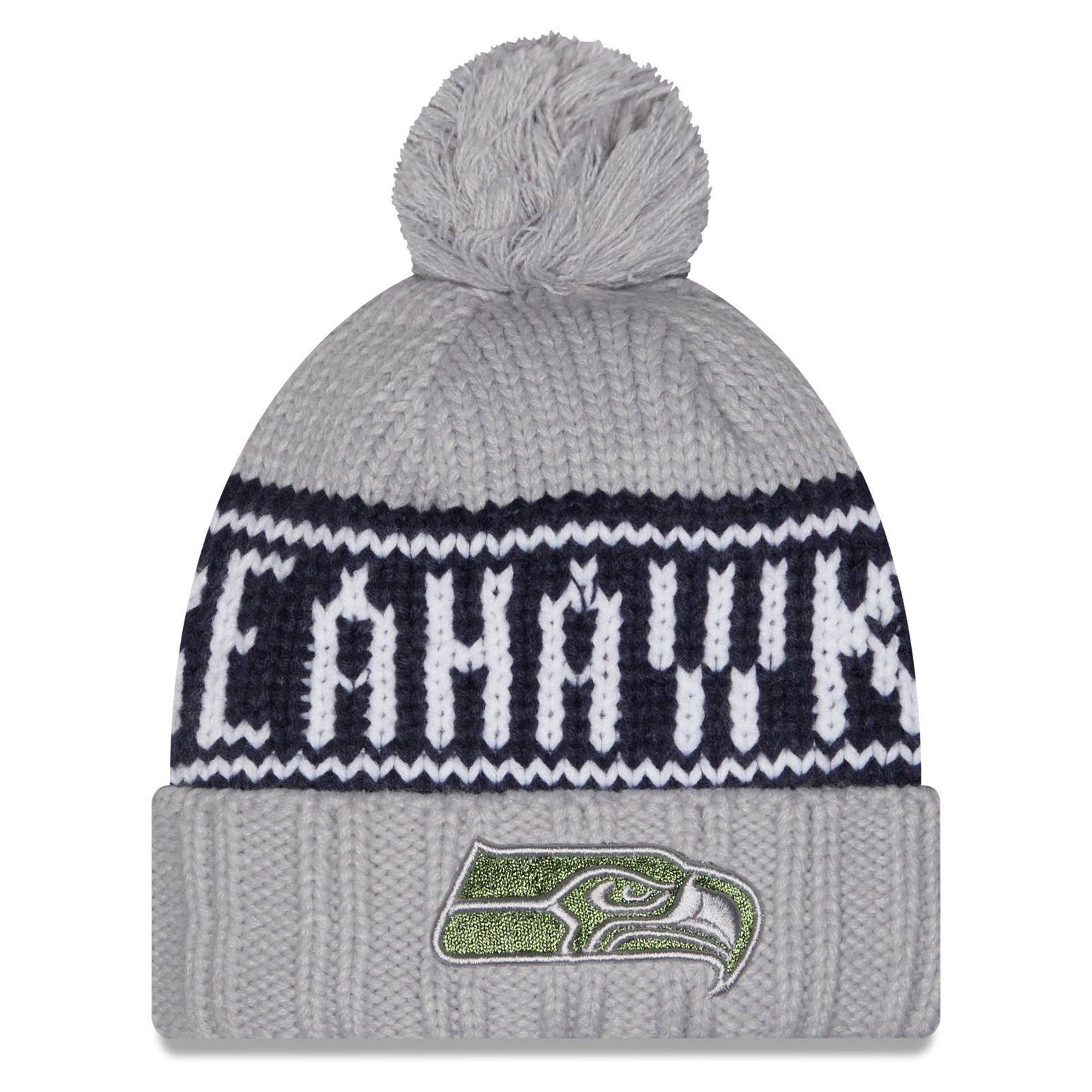 Women’s New Era Gray Seattle Seahawks Rivalries Collection Cuffed Knit Hat with Pom