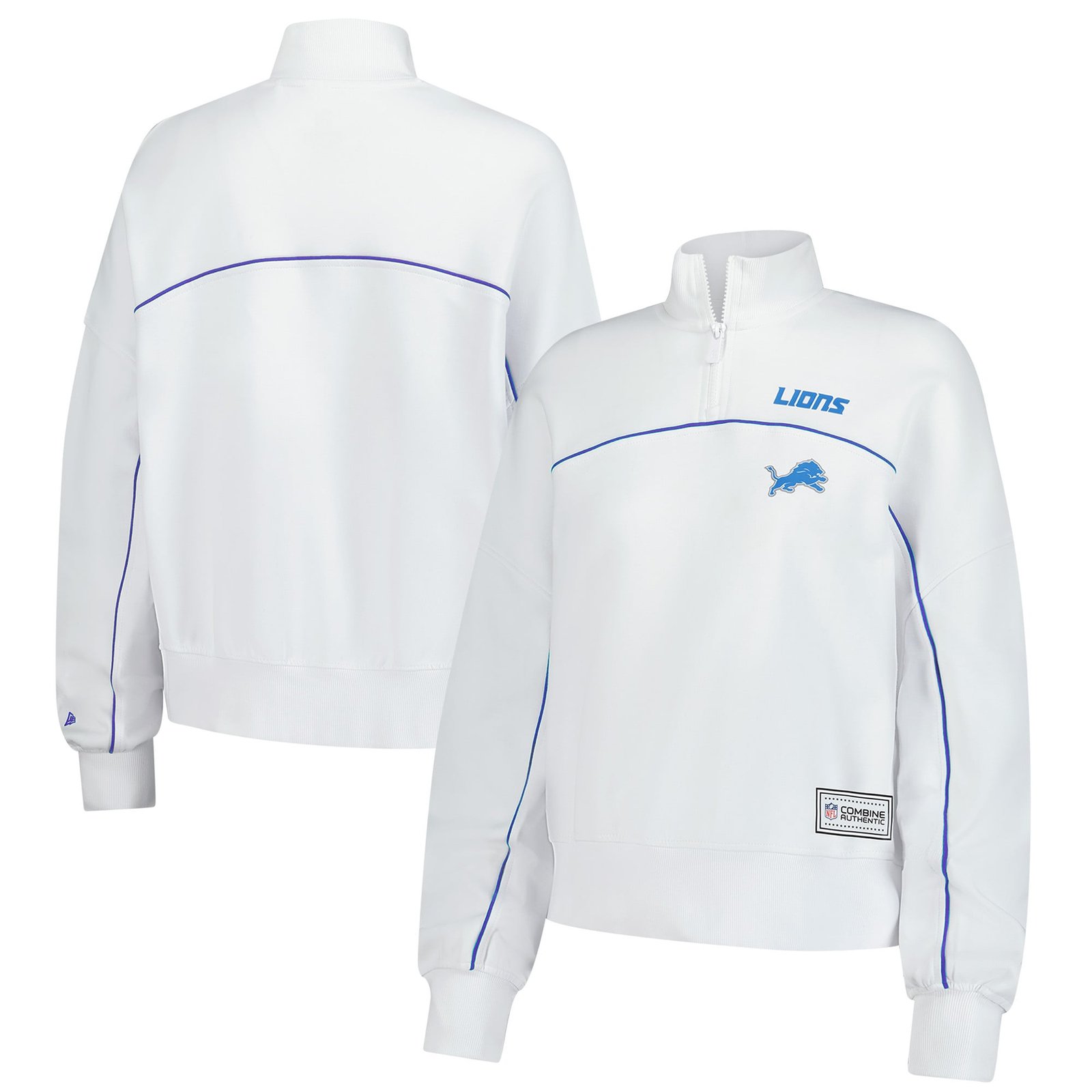 Women’s New Era White Detroit Lions Functional Fandom Quarter-Zip Sweatshirt