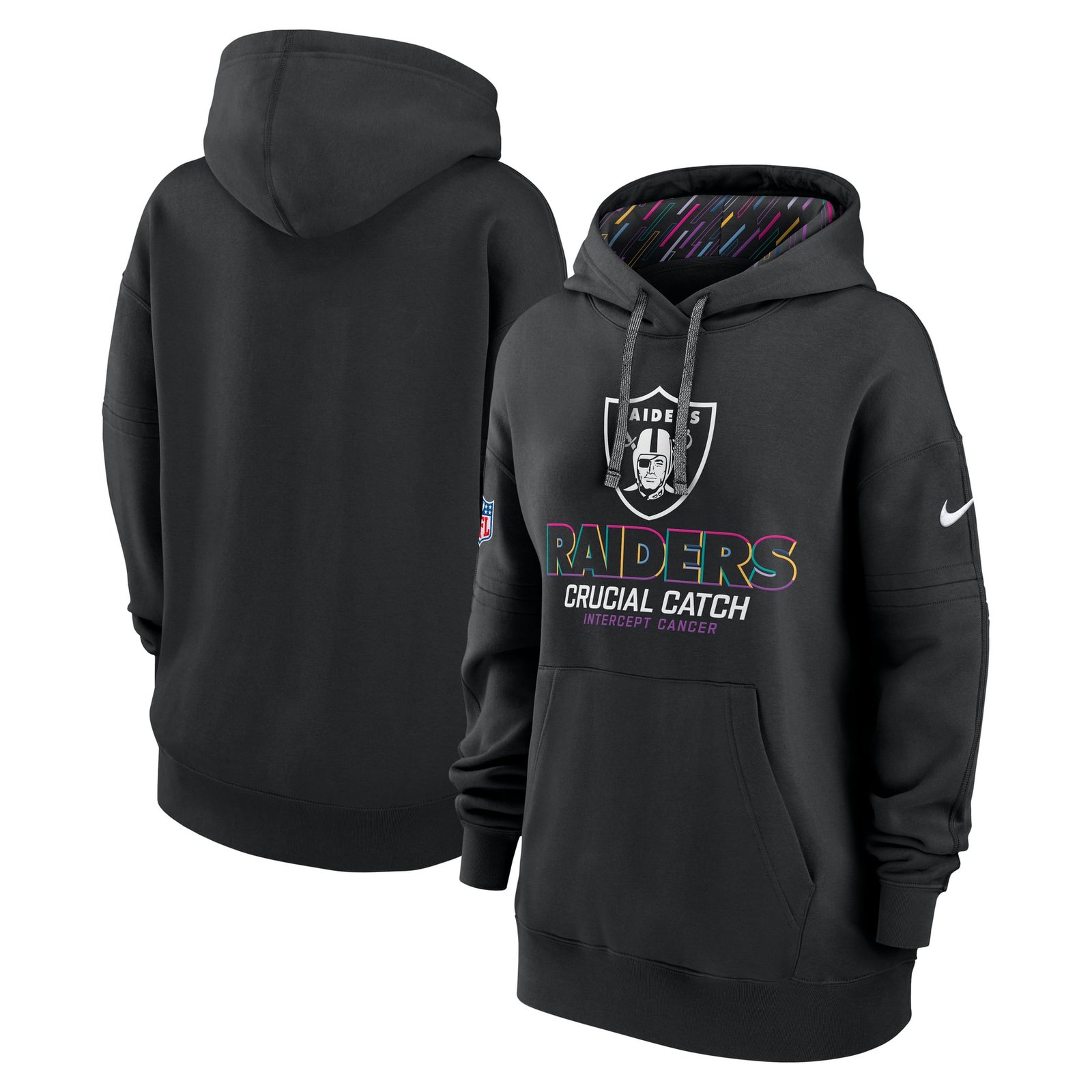 Women’s Nike Black Las Vegas Raiders 2024 NFL Crucial Catch Club Pullover Hoodie