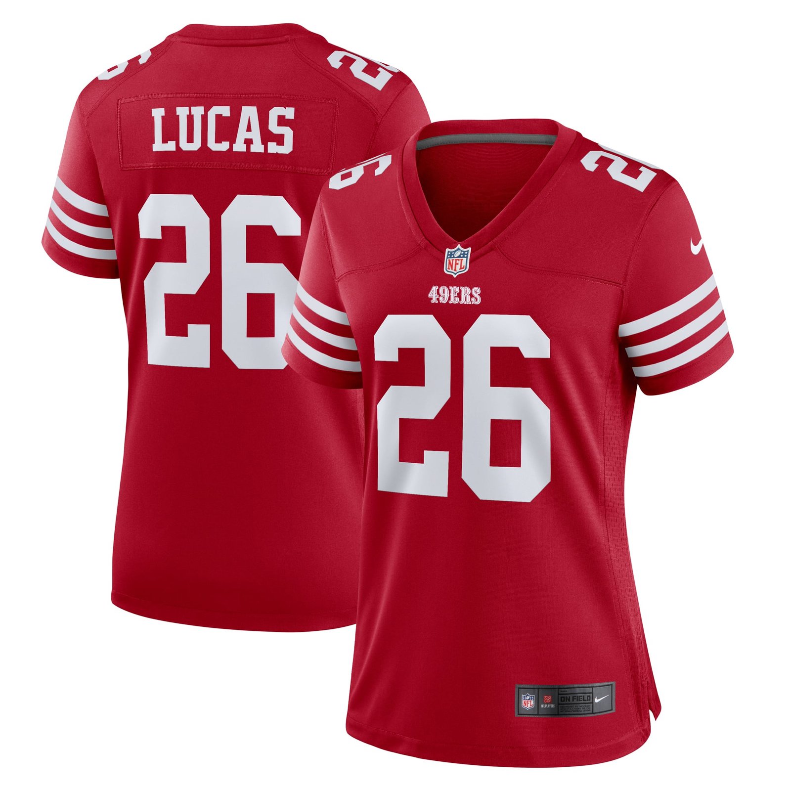 Women’s Nike Chase Lucas Scarlet San Francisco 49ers Team Game Jersey