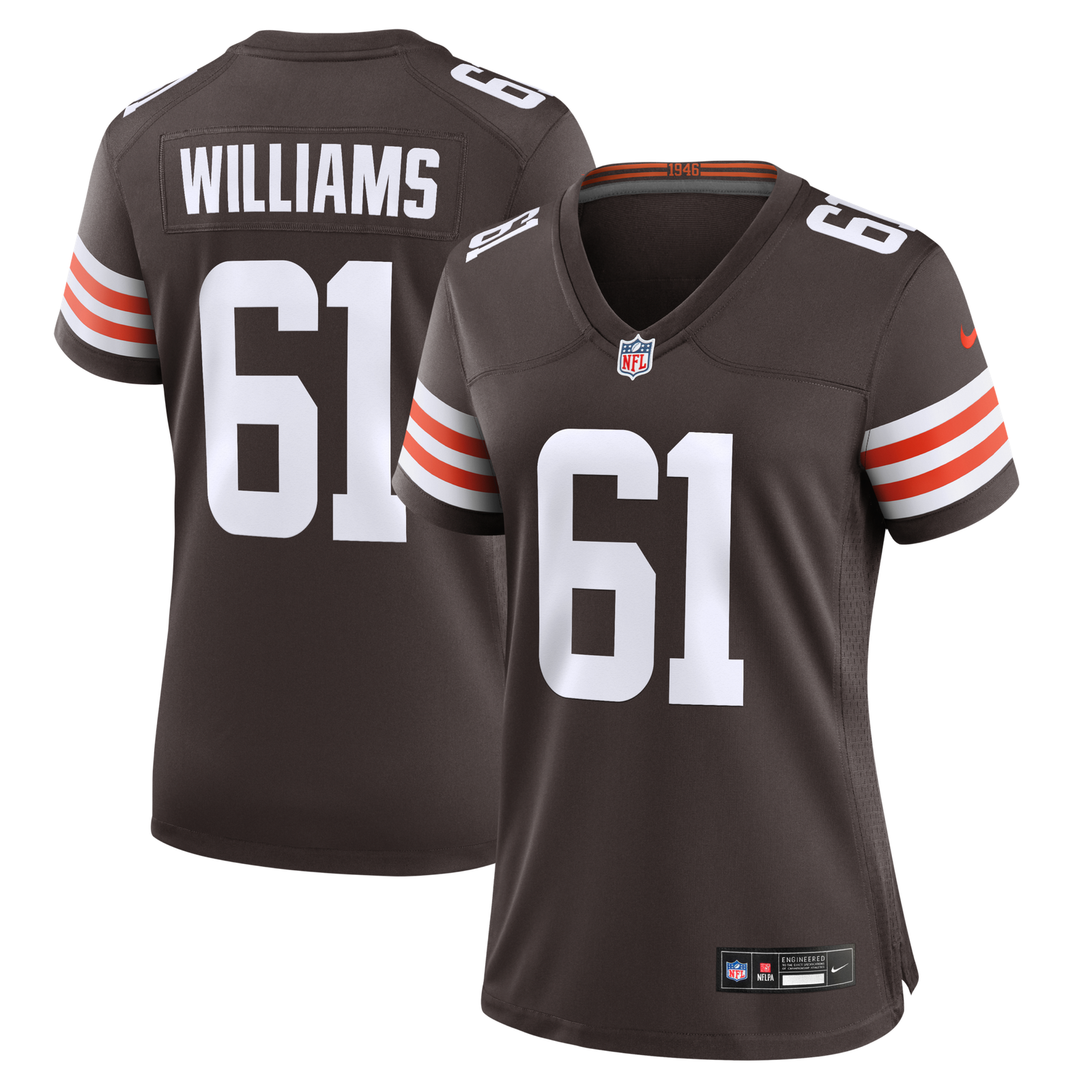 Women’s Nike Chris Williams Brown Cleveland Browns Team Game Jersey