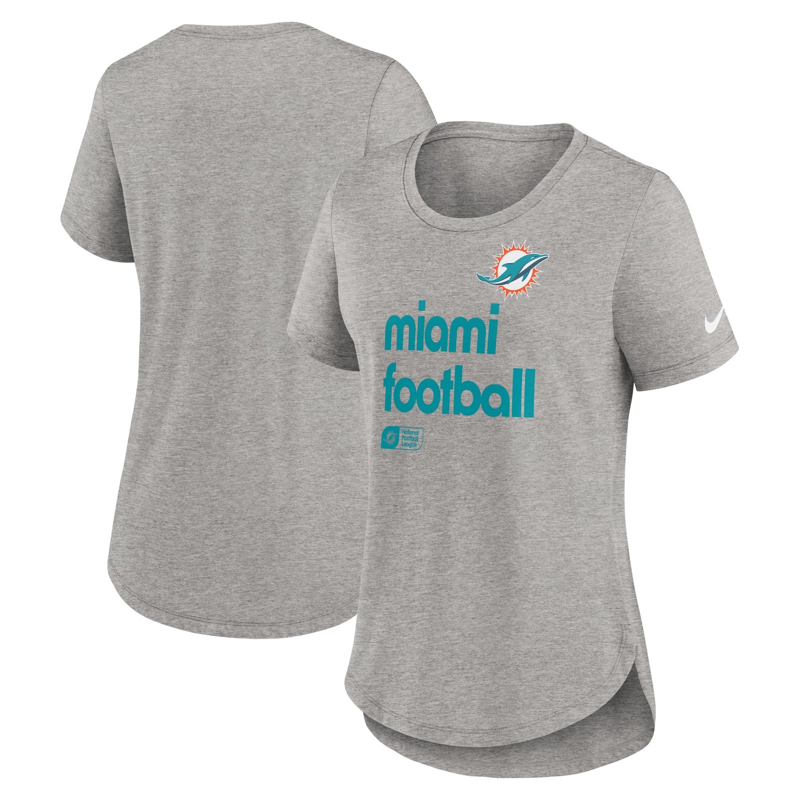 Women’s Nike Heather Gray Miami Dolphins Team Shout-Out Tri-Blend T-Shirt