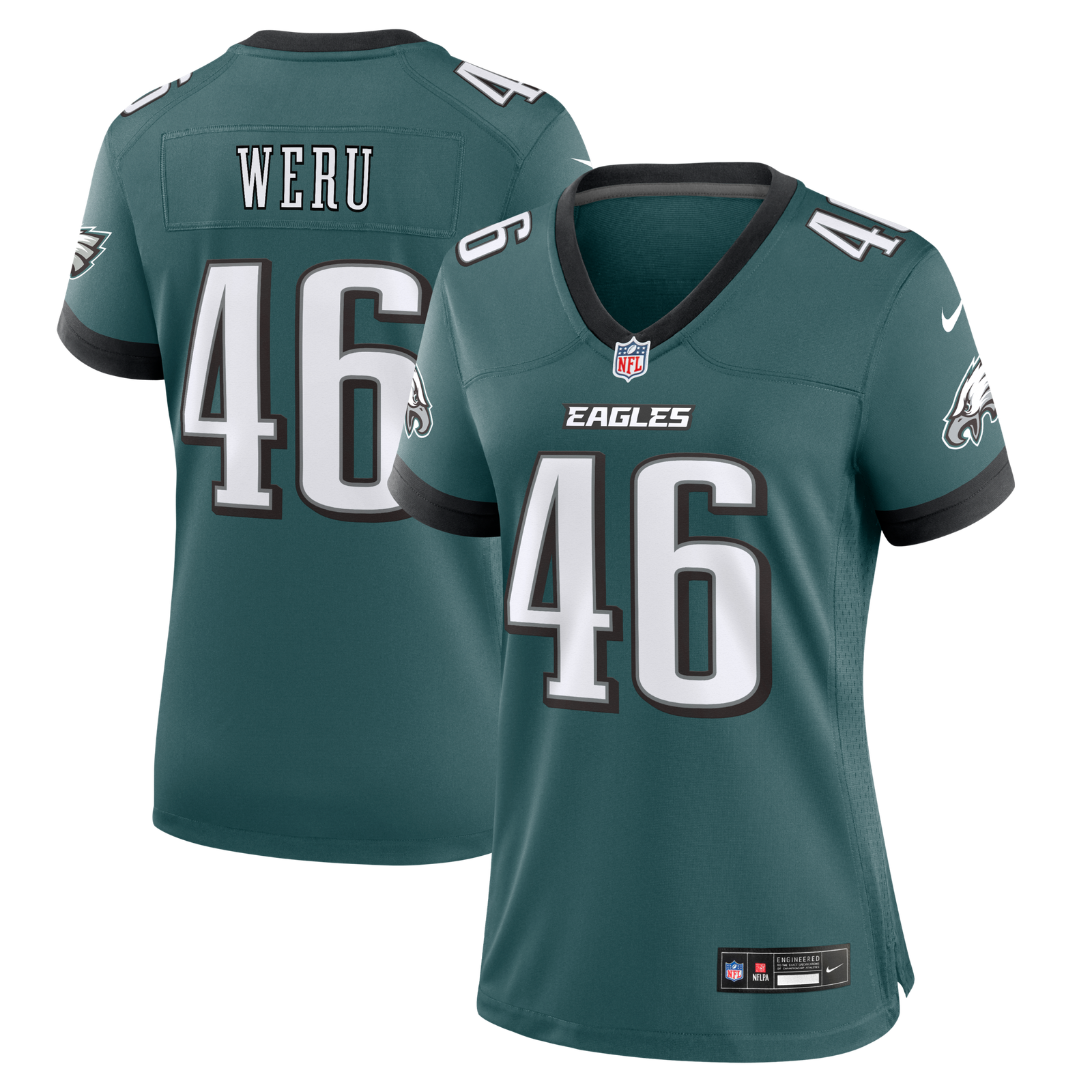 Women’s Nike Joshua Weru Midnight Green Philadelphia Eagles Team Game Jersey