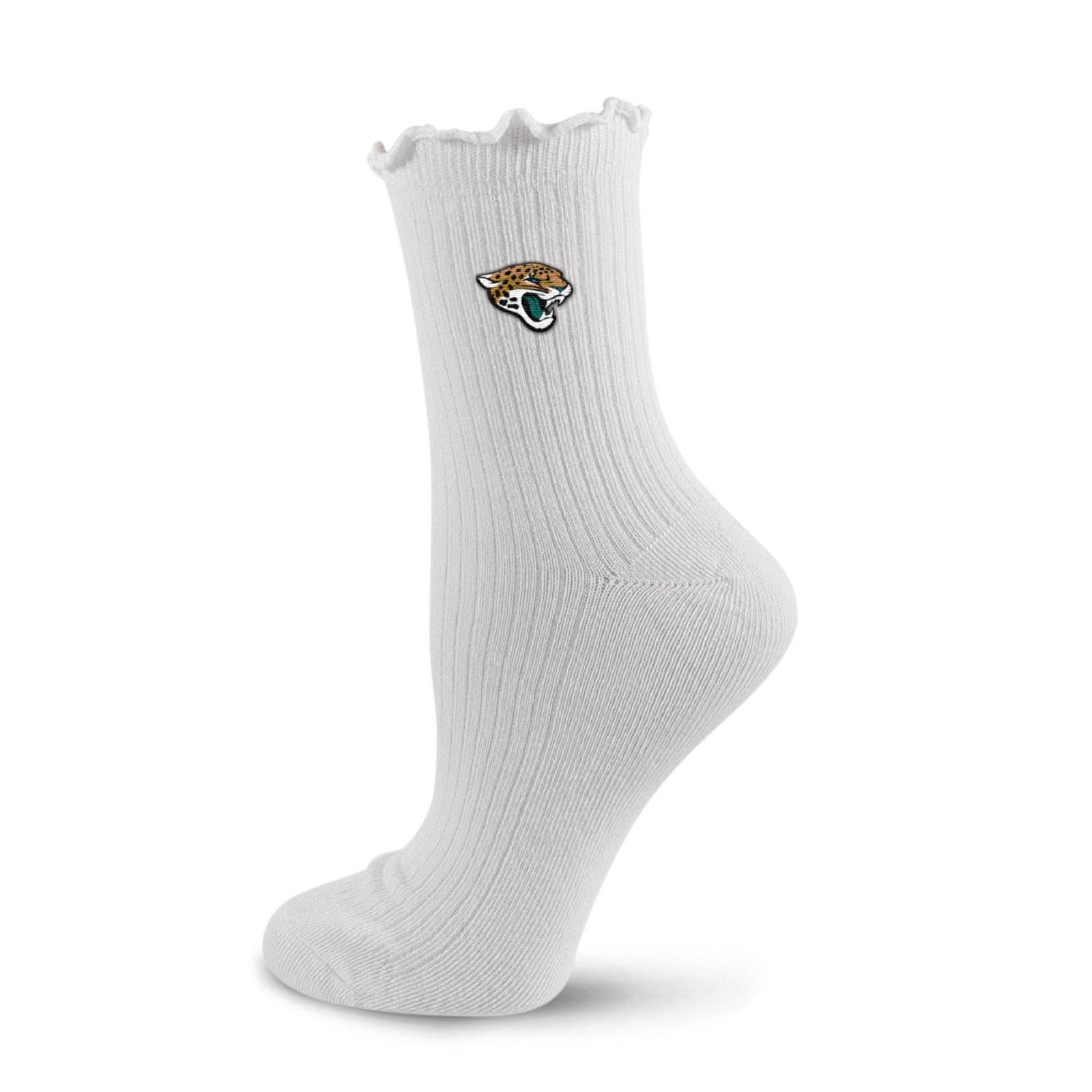 Women’s PRO Compression White Jacksonville Jaguars Logo Lettuce Hem Quarter Socks