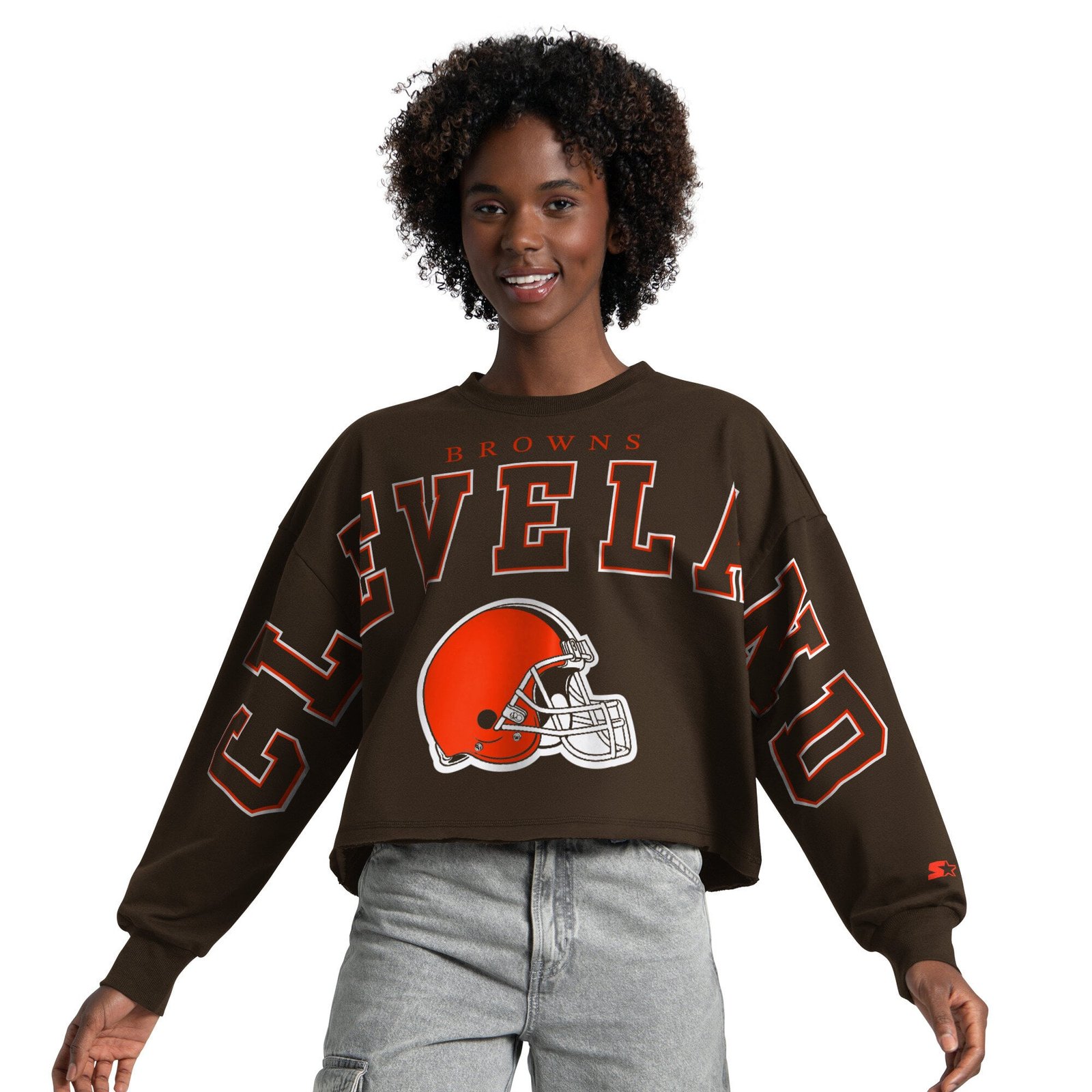 Women’s Starter Brown Cleveland Browns Bleachers Cropped Sweatshirt Women’s Starter Brown Cleveland Browns Bleachers Cropped Sweatshirt