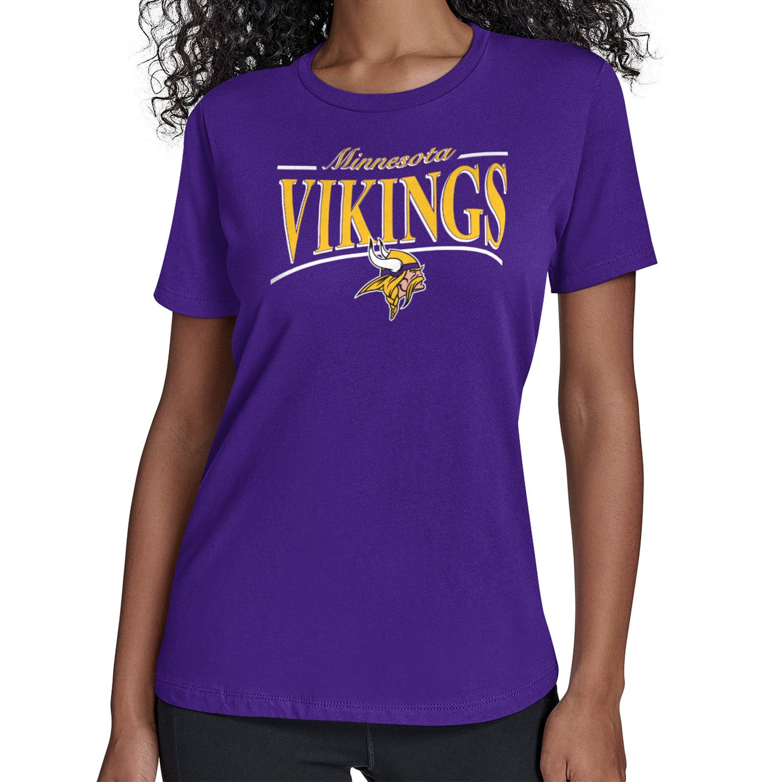 Women’s Starter Purple Minnesota Vikings Arch Stripe T-Shirt
