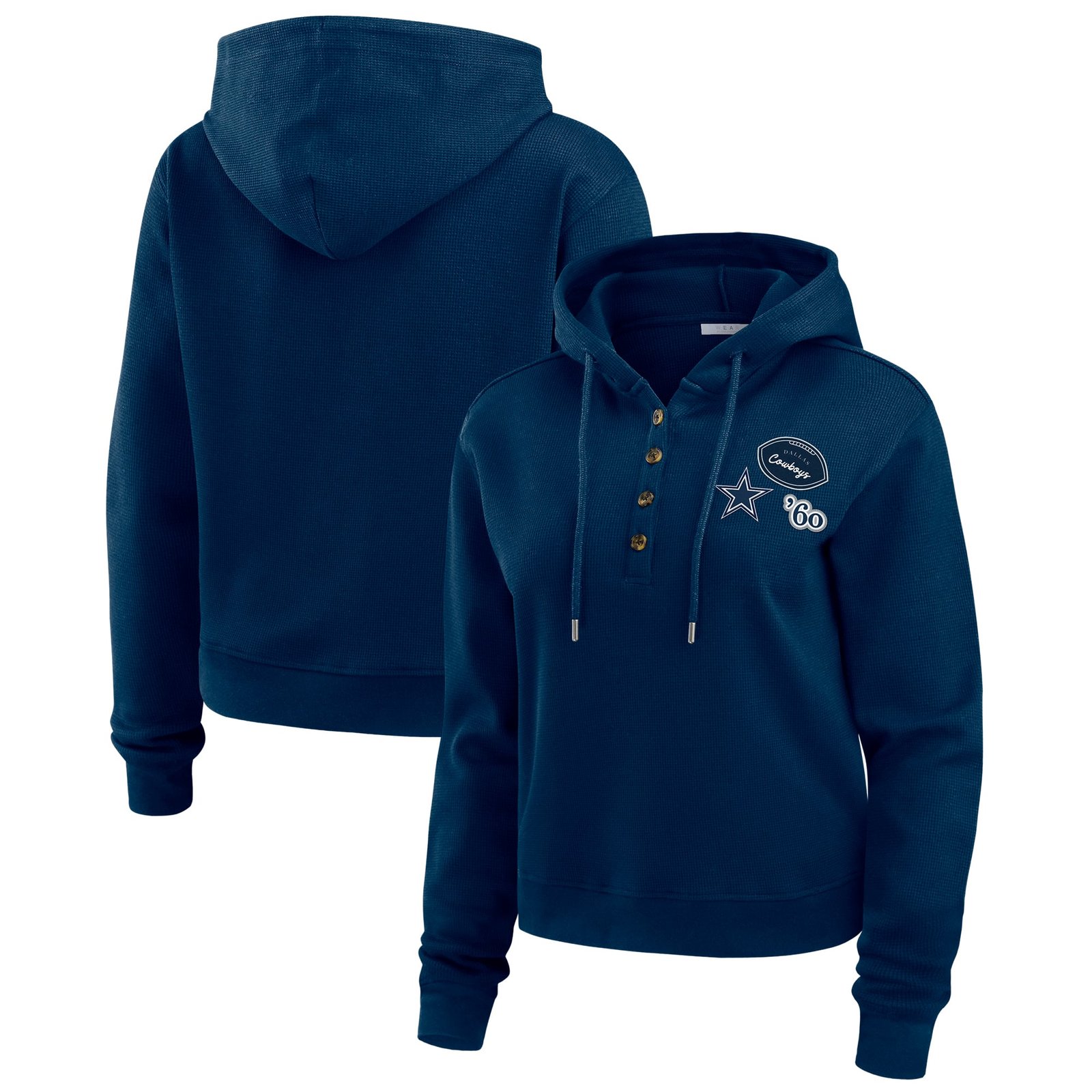 Women’s WEAR by Erin Andrews Navy Dallas Cowboys Plus Size Waffle Hoodie Pullover Top
