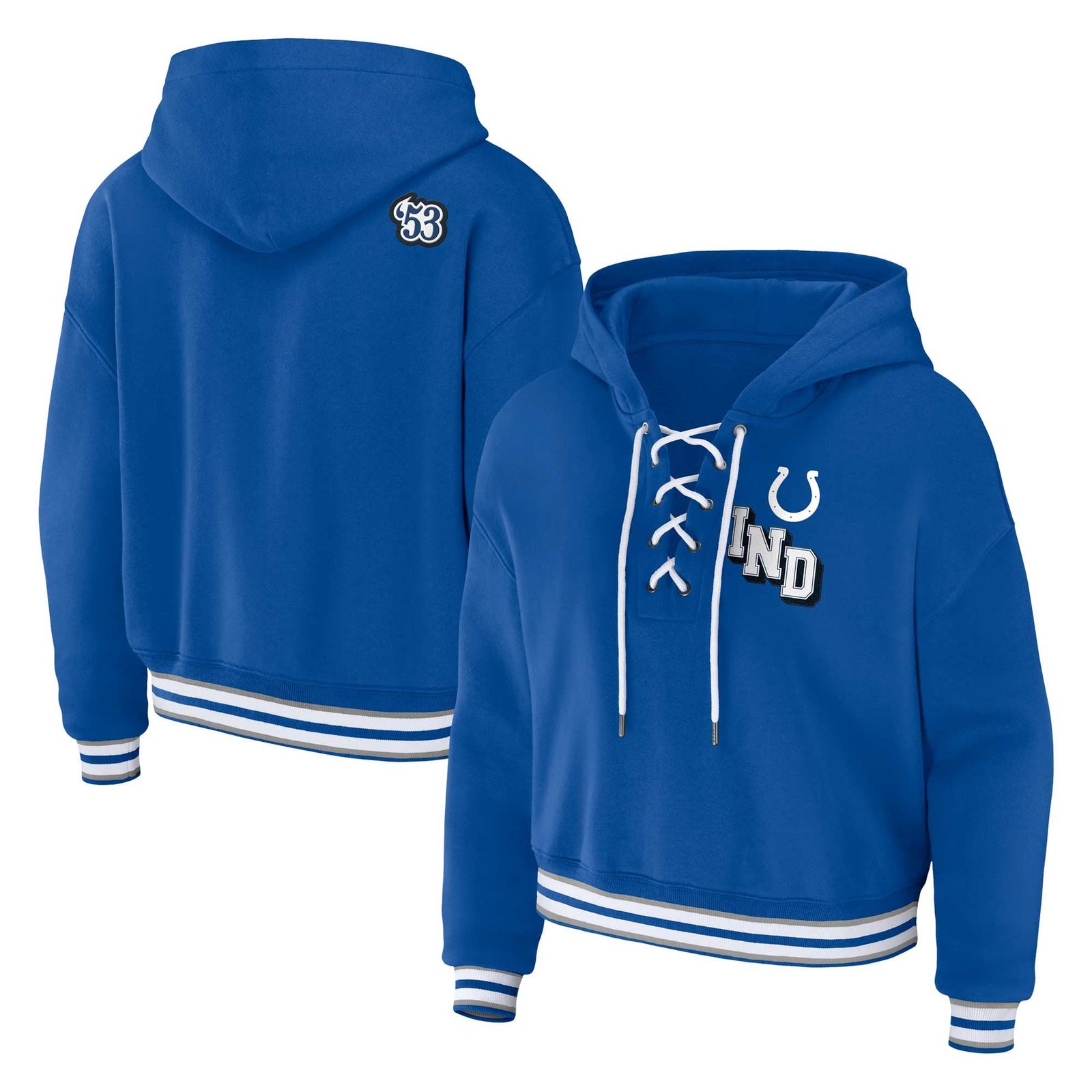 Women’s WEAR by Erin Andrews Royal Indianapolis Colts Plus Size Lace-Up Pullover Hoodie
