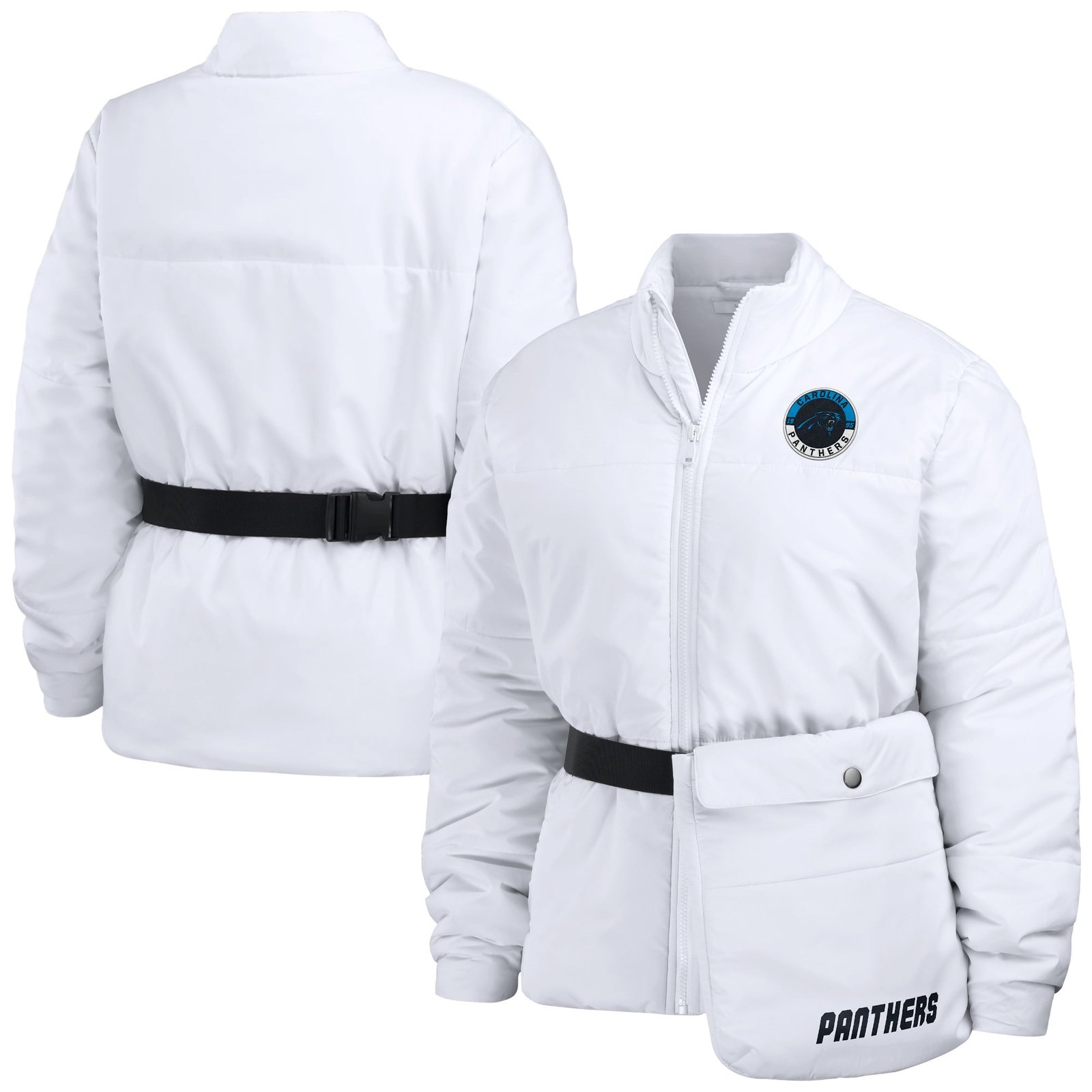 Women’s WEAR by Erin Andrews White Carolina Panthers Packaway Full-Zip Puffer Jacket