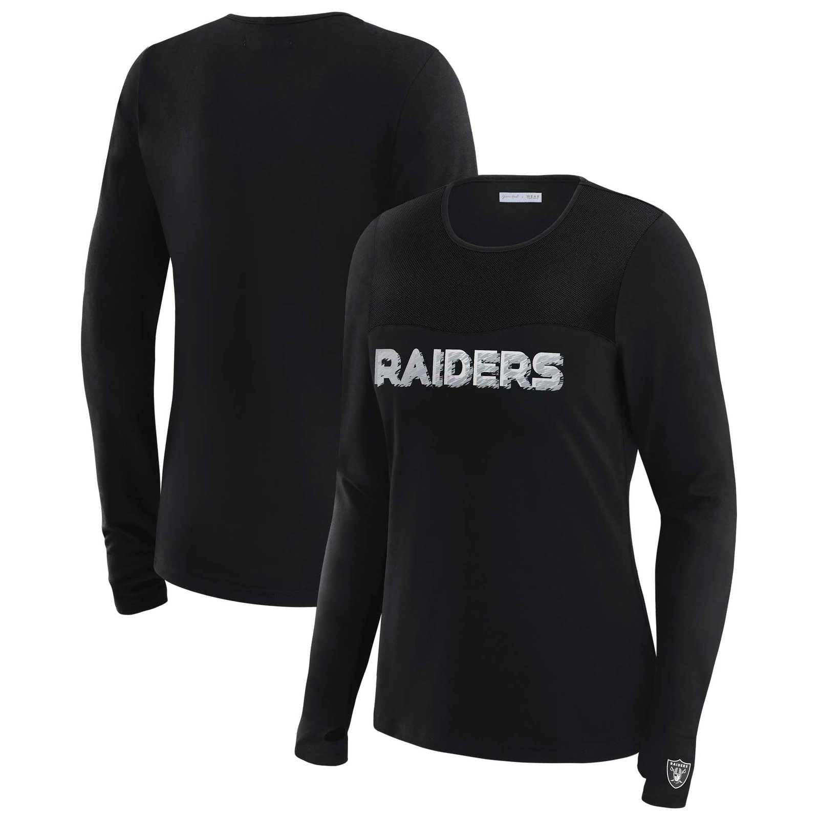 Women’s WEAR by Erin Andrews x Gracie Hunt Black Las Vegas Raiders Mesh Panel Long Sleeve T-Shirt